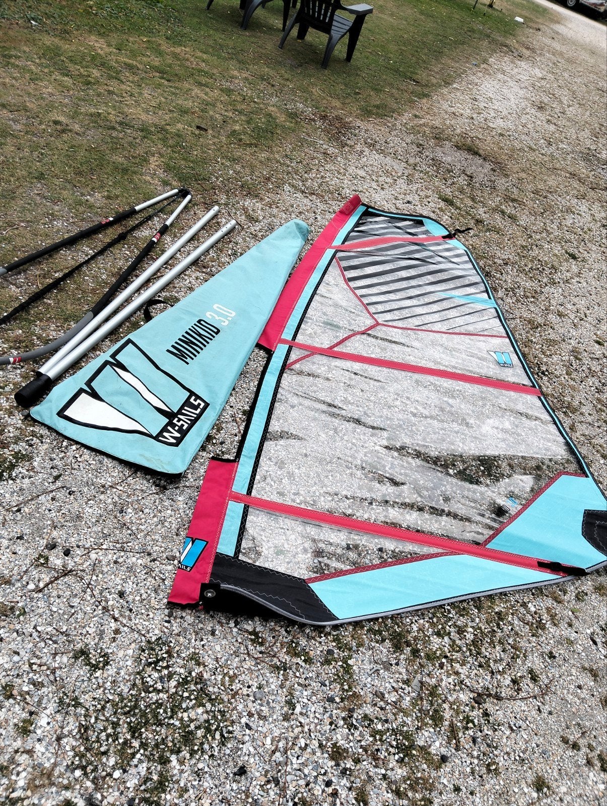 2x kindersets kompleet zeil 3.0m2 alu mast,giek