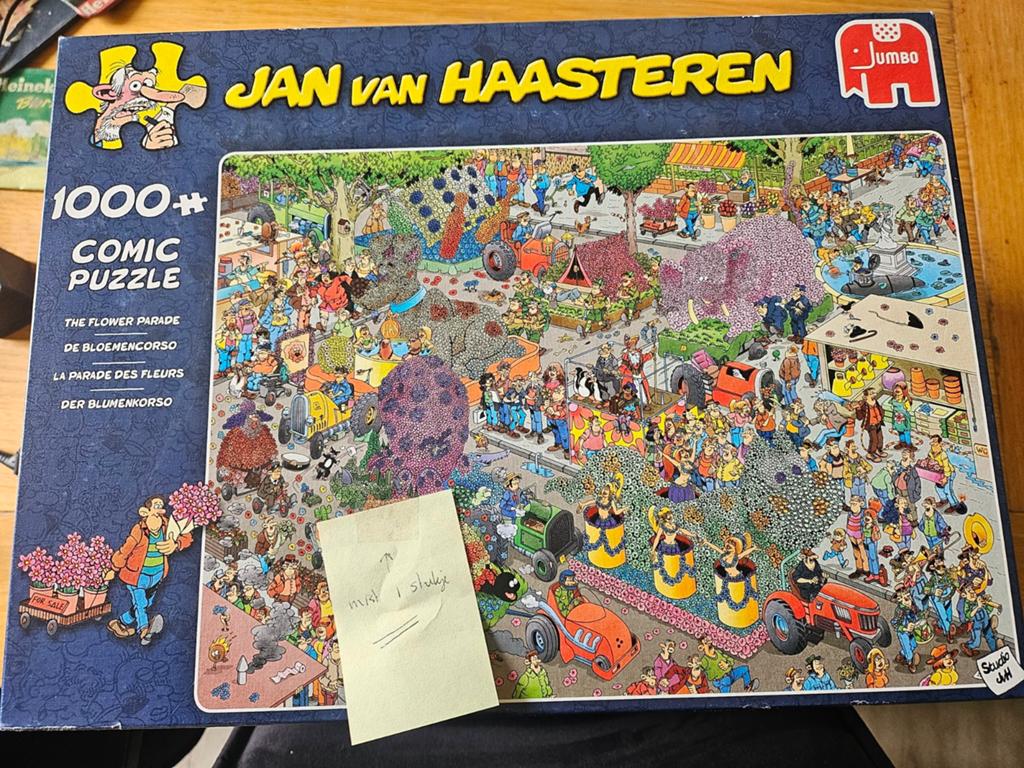 Jan van Haasteren 1000 stukjes. De Bloemencorso., Ophalen of Verzenden, 500 t/m 1500 stukjes, Zo goed als nieuw