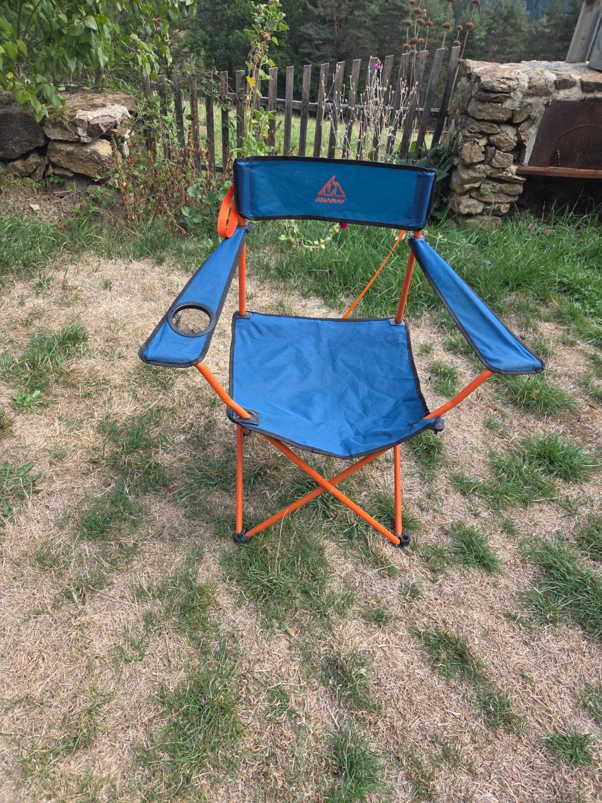 Opvouwbare campingstoel met bekerhouder, Ophalen, Gebruikt, Campingstoel