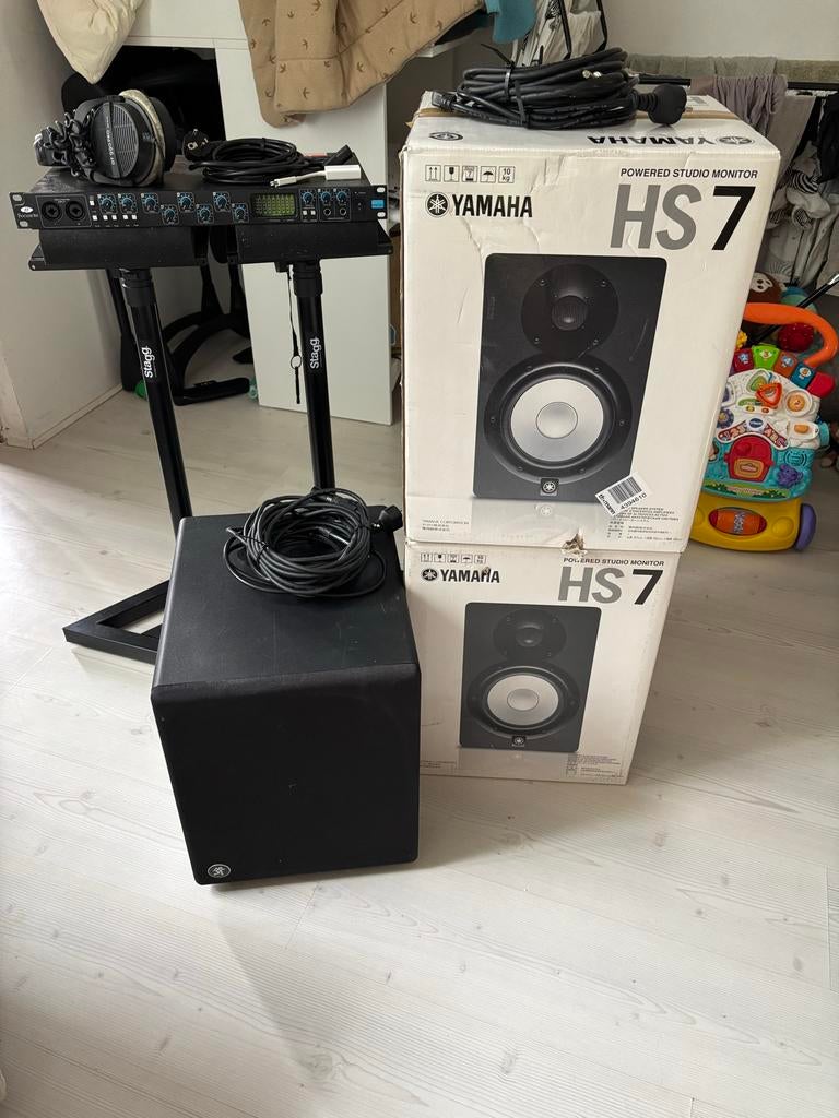 Complete studio set – Yamaha HS7 + subwoofer + Focusrite, Ophalen, Gebruikt, JBL, Complete surroundset