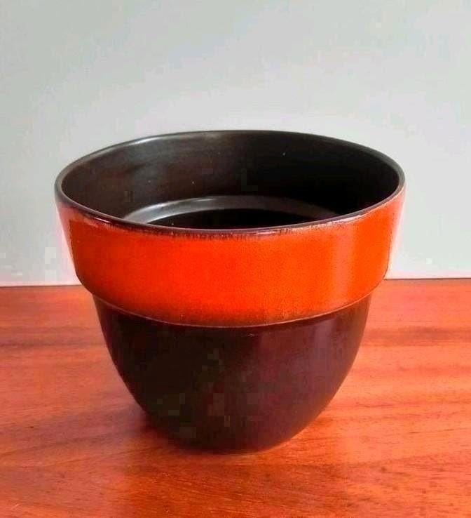Vintage grote oranje bruin bloempot, Rond, Ophalen of Verzenden, Zo goed als nieuw, Minder dan 25 cm