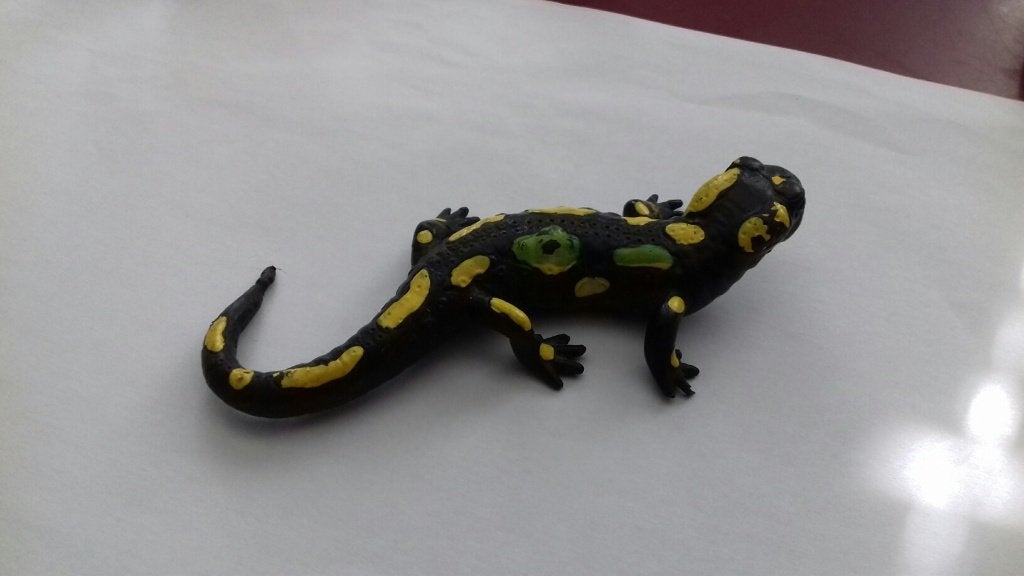 Vuursalamander, dierfiguur Bullyland 10 cm, Verzenden, Gebruikt, Reptiel of Amfibie, Beeldje of Figuurtje