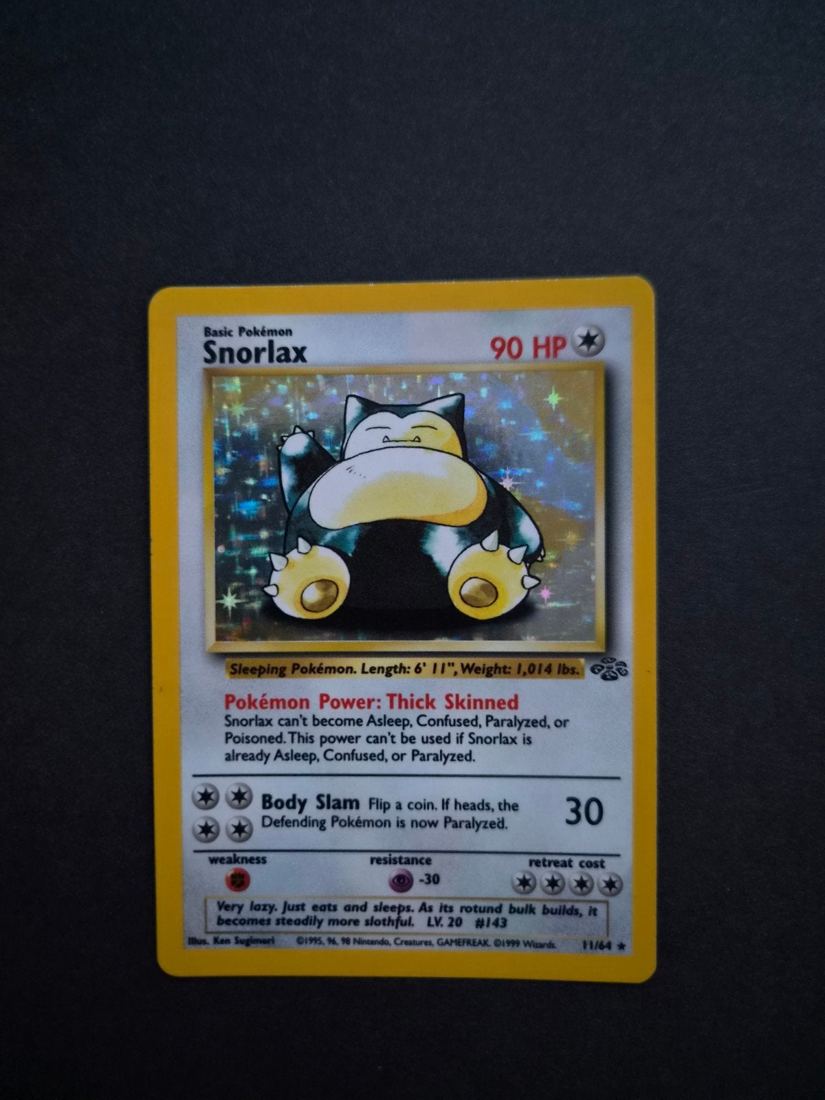 Snorlax 11/64 Pokemon Jungle holo, Ophalen of Verzenden, Zo goed als nieuw, Booster, Foil