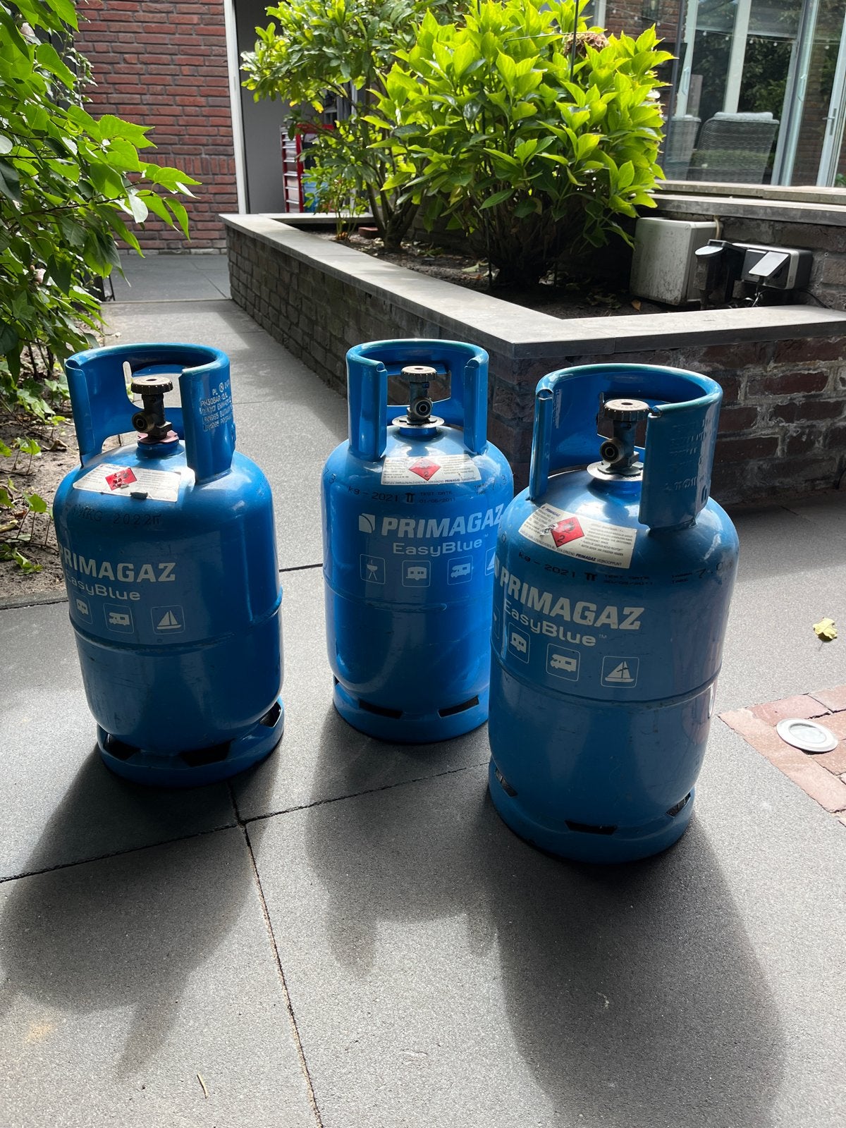 3 Primagaz EasyBlue gasflessen (leeg), Ophalen, Gebruikt