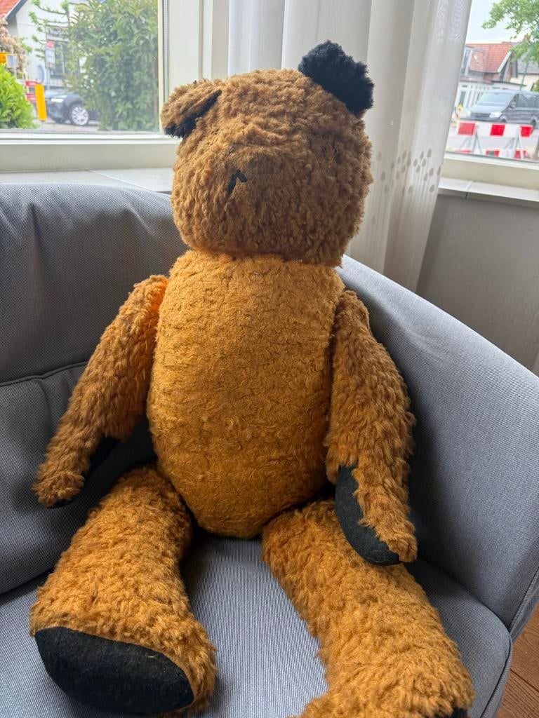 Grote bruine teddybeer - Vintage knuffel jaren 60, Ophalen, Gebruikt, Beer, Middelgroot (20 tot 80 cm)