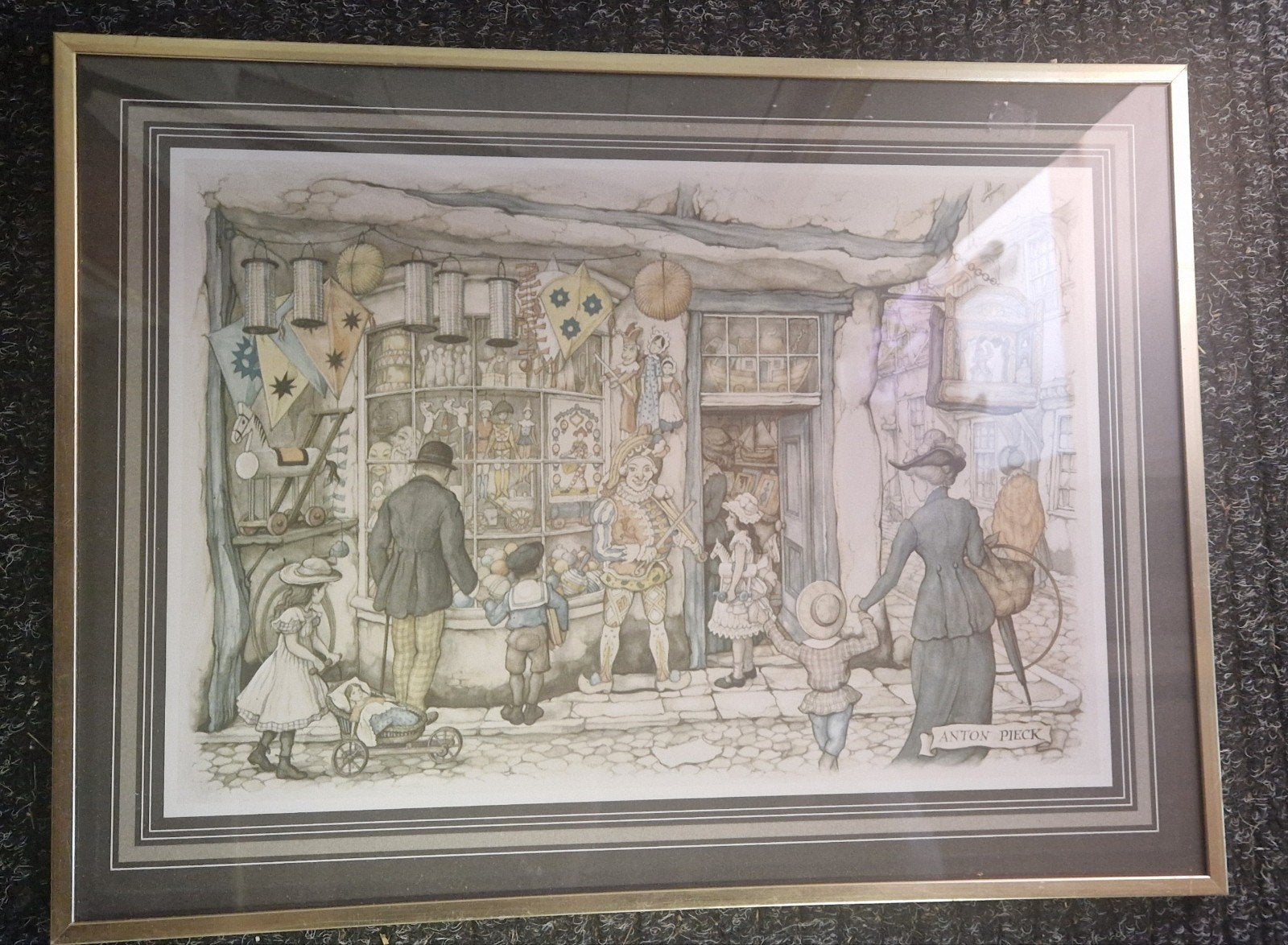 Anton Pieck Prent 'De Speelgoedwinkel' Ingelijst, Ophalen
