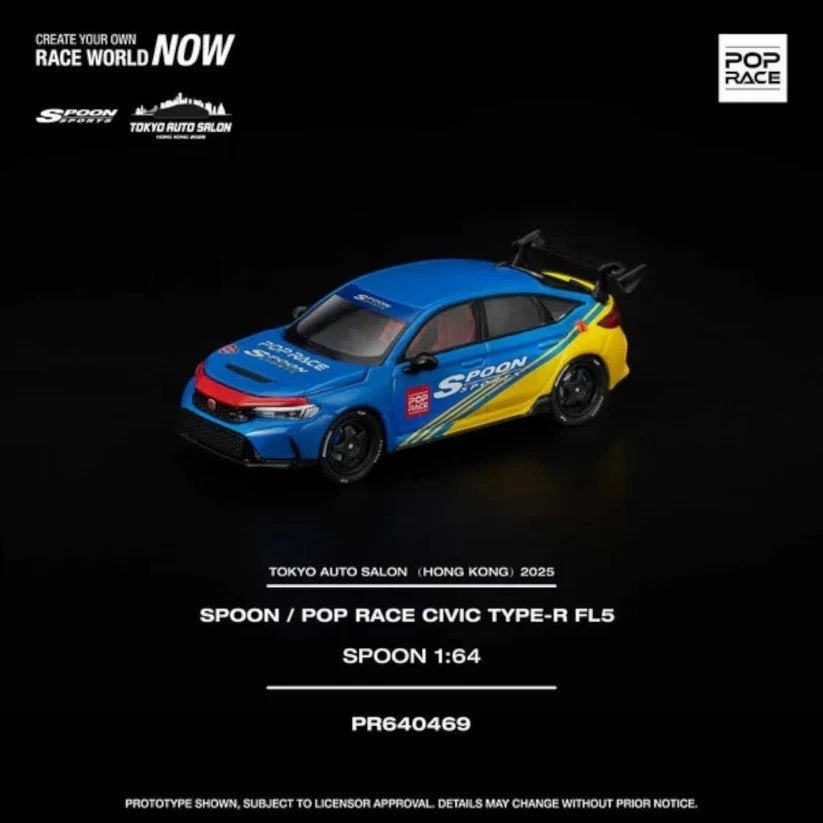 Honda Civic type R FL5 SPOON 1:64 Pop Race Pop178, Verzenden, Nieuw, Auto