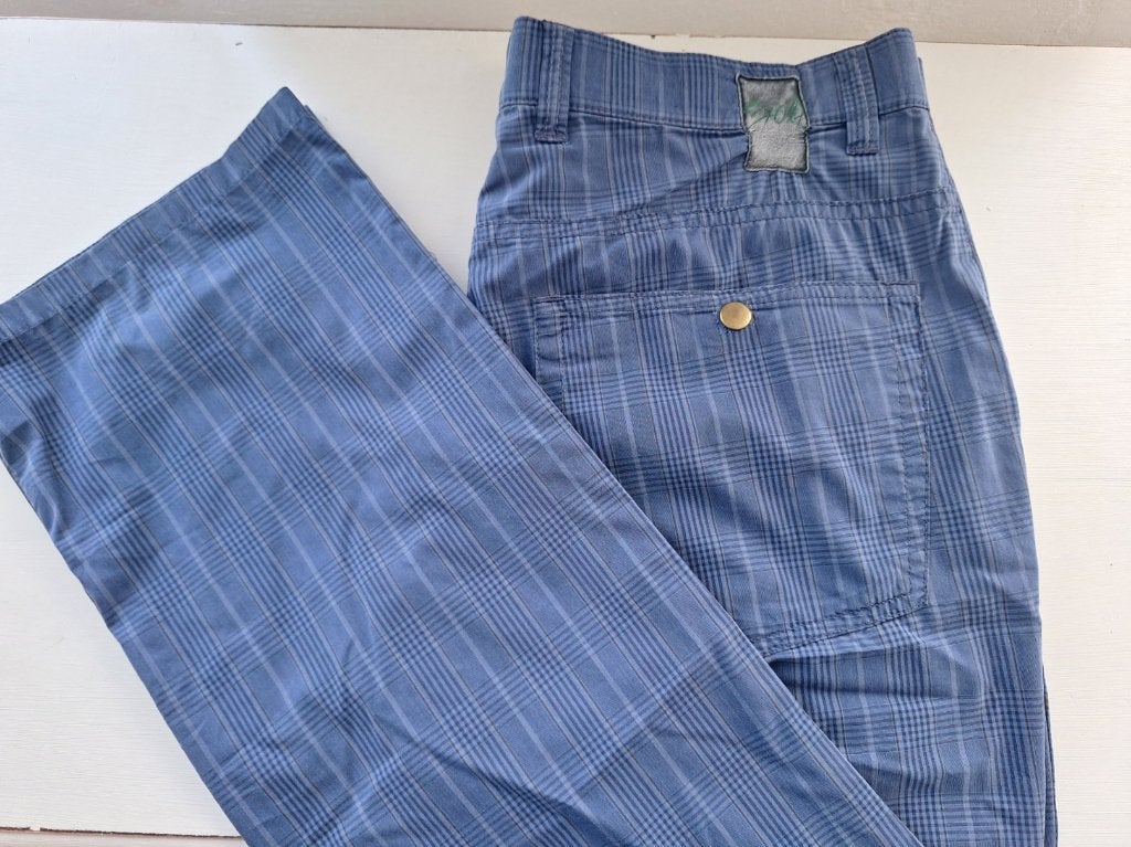 Alberto blauwe geruite lightweight (golf) broek, maat 50, Ophalen of Verzenden, Gedragen, Alberto, Maat 48/50 (M)