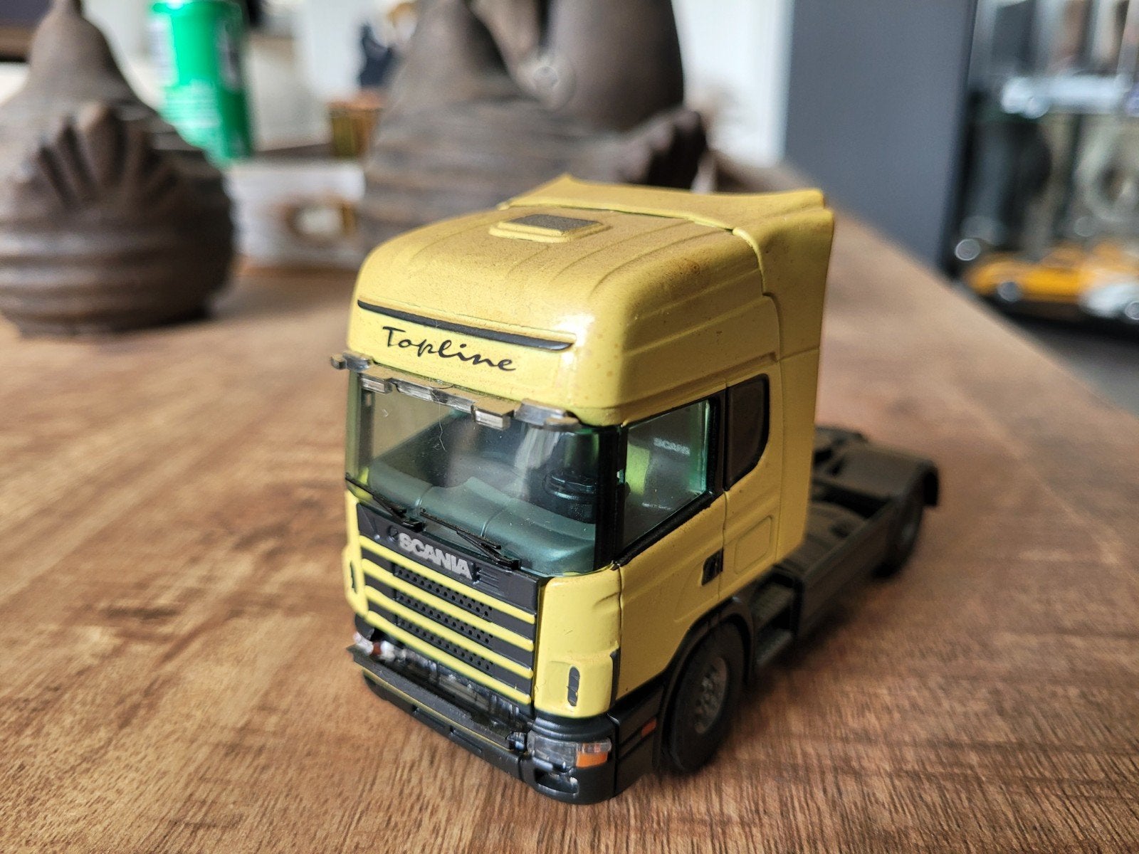 scania truck geel, Hobby en Vrije tijd, Modelauto's | 1:50, Tekno, Zo goed als nieuw, Tekno, Bus of Vrachtwagen
