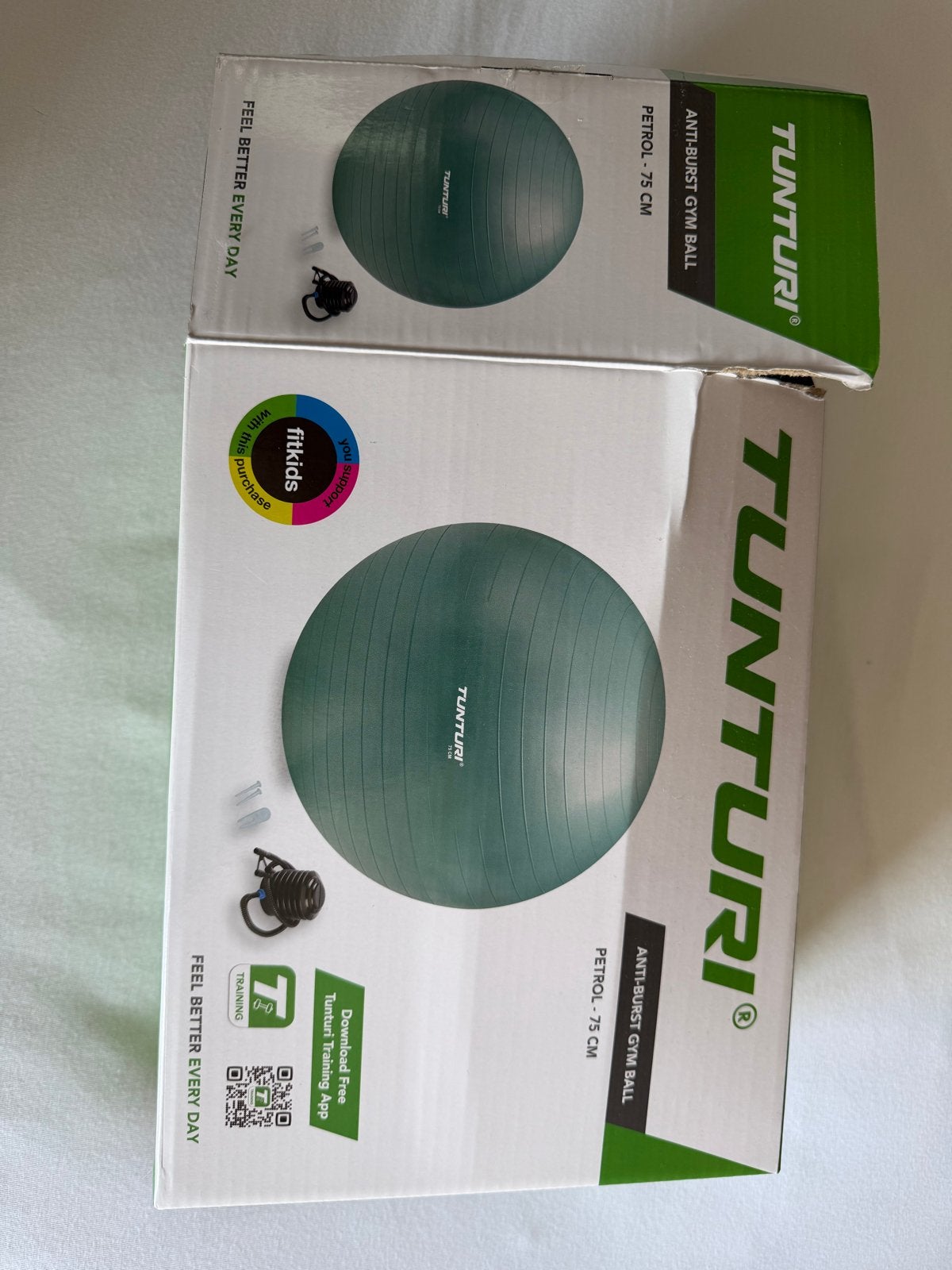 Tunturi Anti-Burst Fitnessbal 75 cm met pomp, Ophalen, Zo goed als nieuw, Buik, Fitnessbal