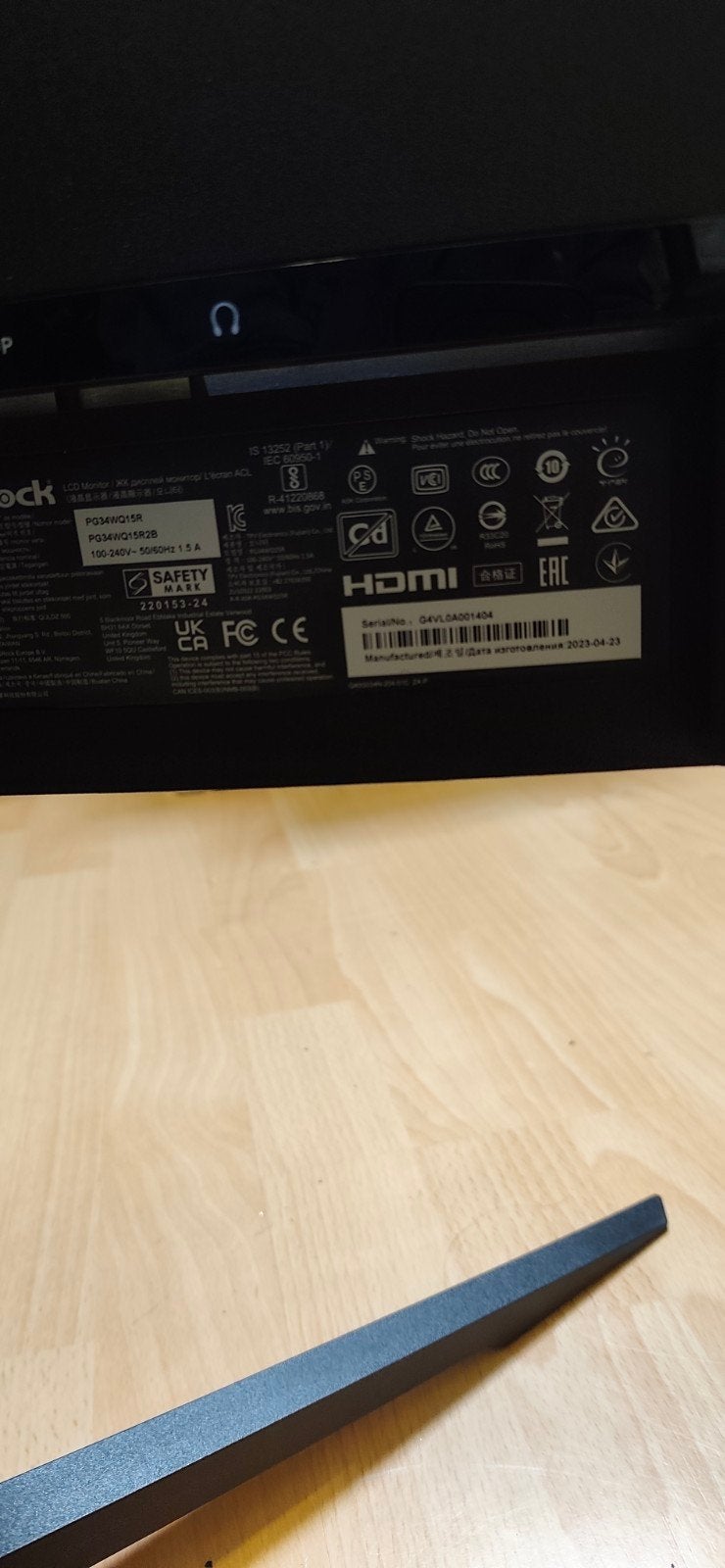 ASRock Phantom Gaming PG34WQ15R2B Ultrawide Gaming Monitor, Computers en Software, 101 t/m 150 Hz, Zo goed als nieuw, Ultrawide