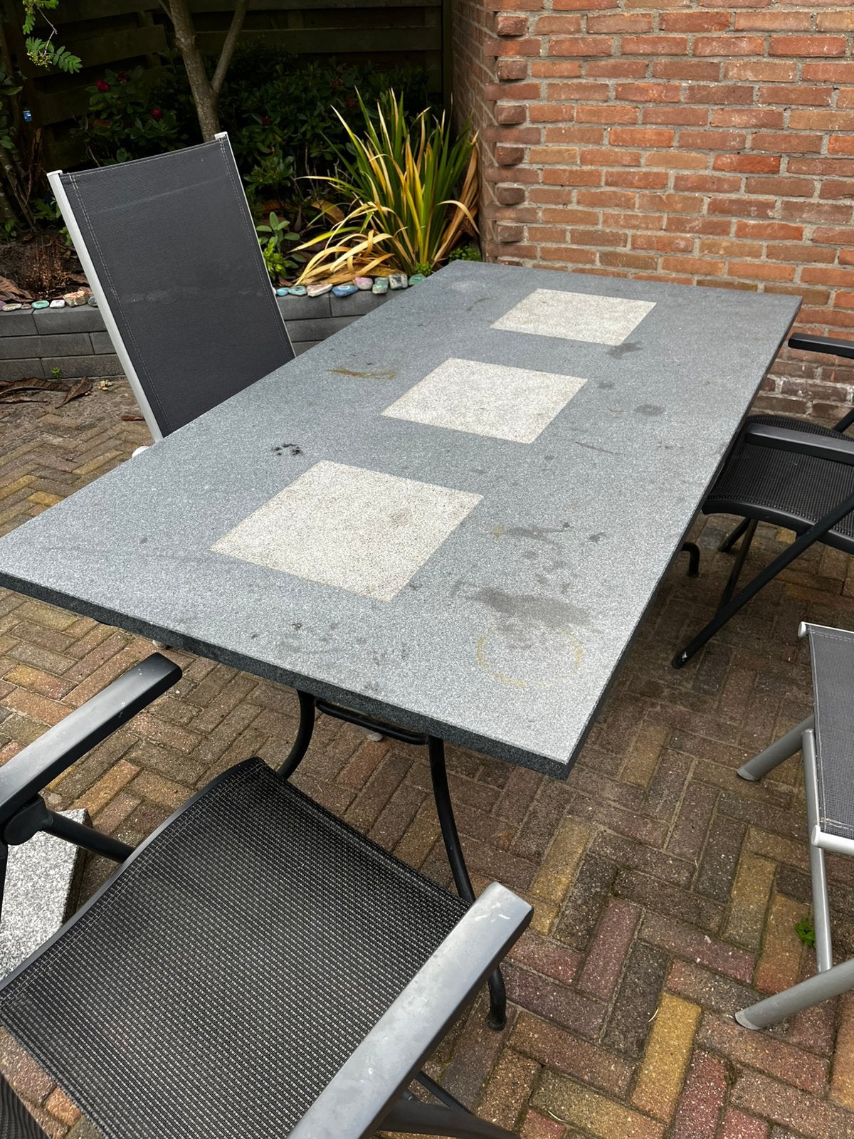 Granieten tuintafel, Ophalen, Gebruikt, Rechthoekig, Overige materialen