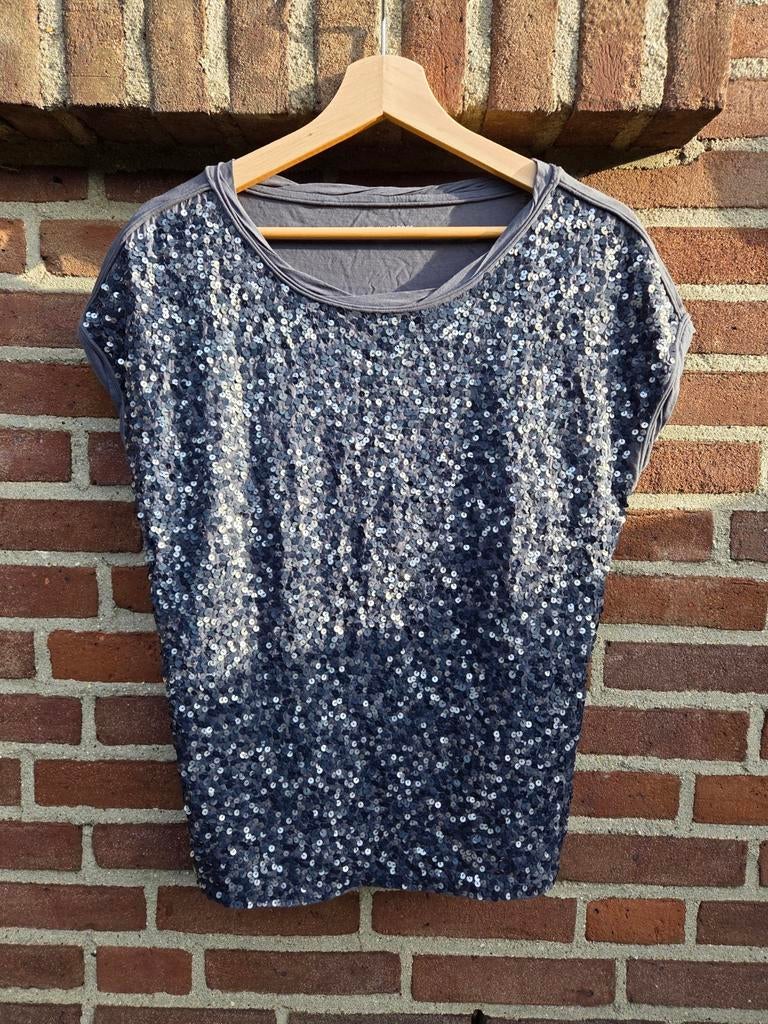 Marc Cain Sports pailletten top | katoen | maat M / N3, Maat 38/40 (M), Ophalen of Verzenden, Zo goed als nieuw, Korte mouw