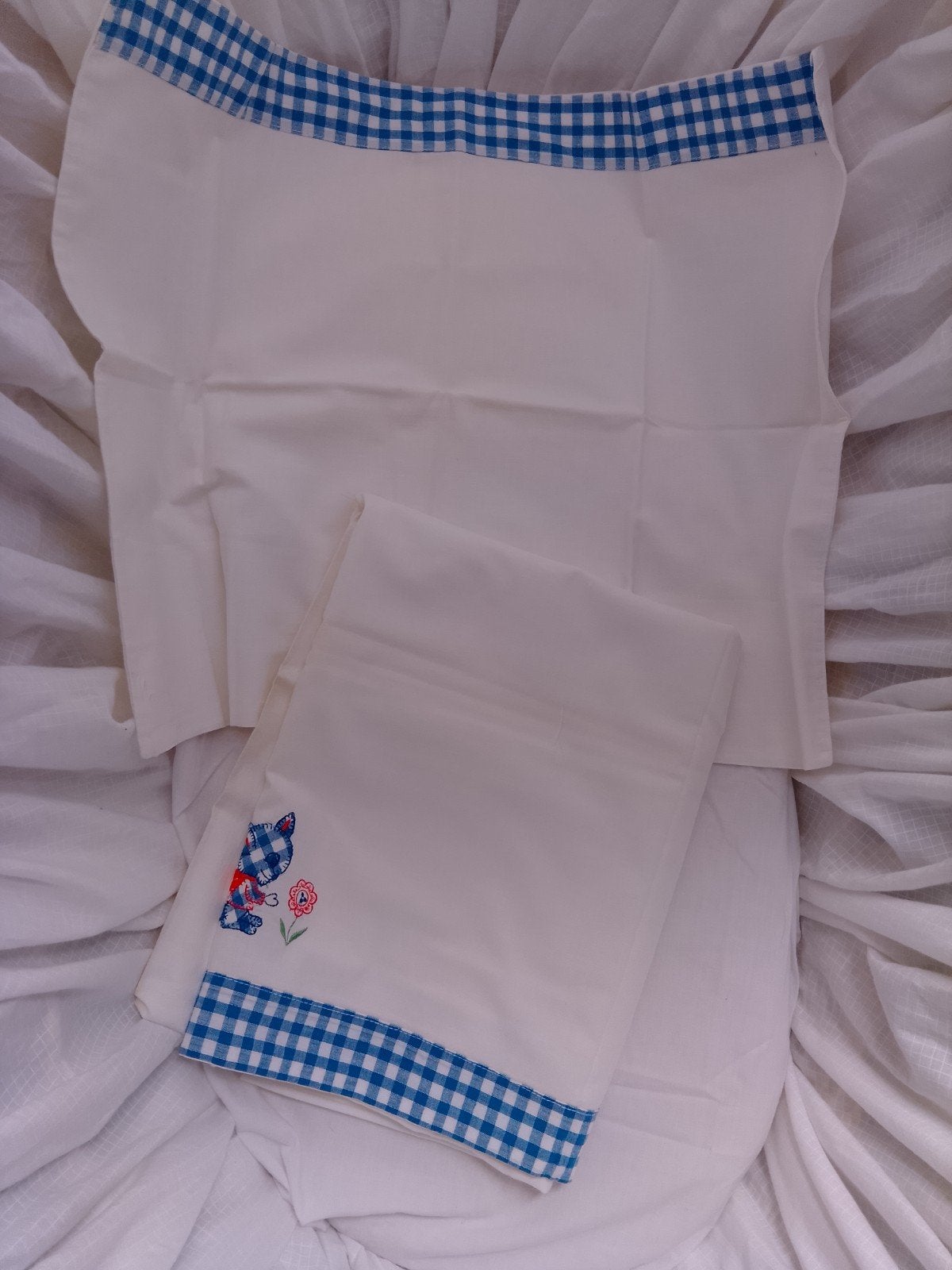 Retro baby beddengoed, Ademend, Gebruikt, Jongetje of Meisje, Ledikant