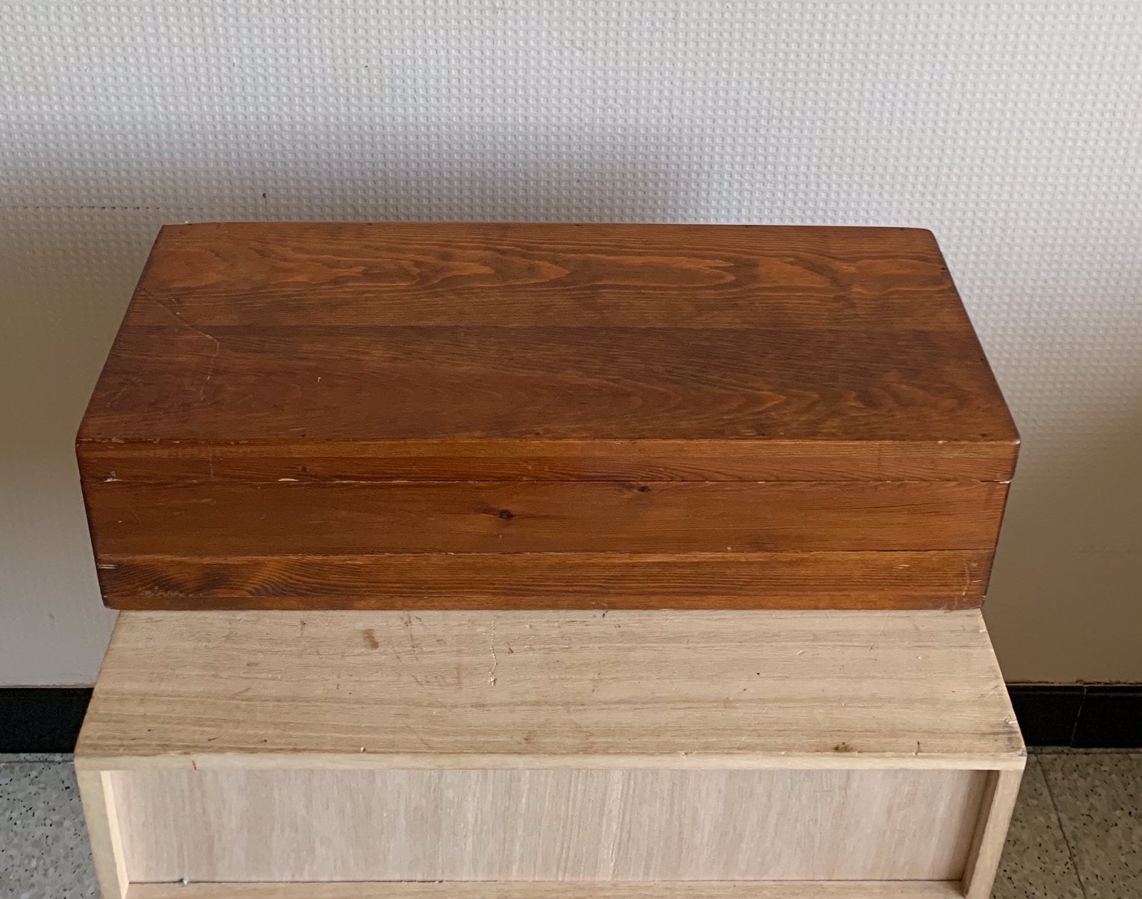 Vintage houten opberg kist, Ophalen of Verzenden