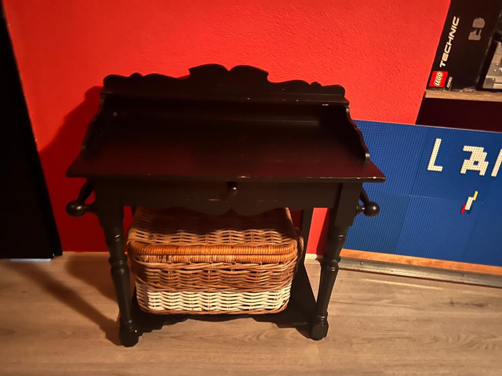 Zwart tafeltje met laadje, Ophalen, Zo goed als nieuw, Vrijstaande haard, Elektrische haard