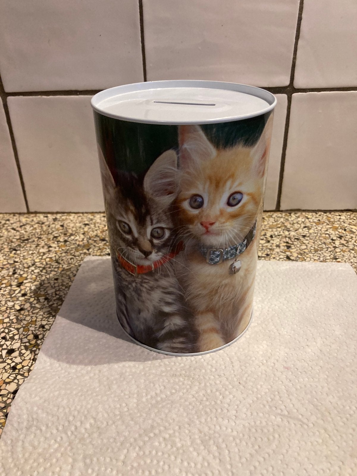 Spaarpot poes, Ophalen of Verzenden, Zo goed als nieuw, Steen, Aardewerk of Keramiek, Dier