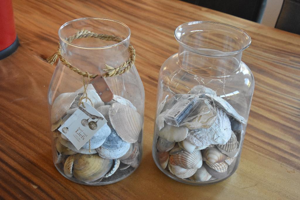 vazen met schelpen, Ophalen, Overige kleuren, Minder dan 50 cm, Glas