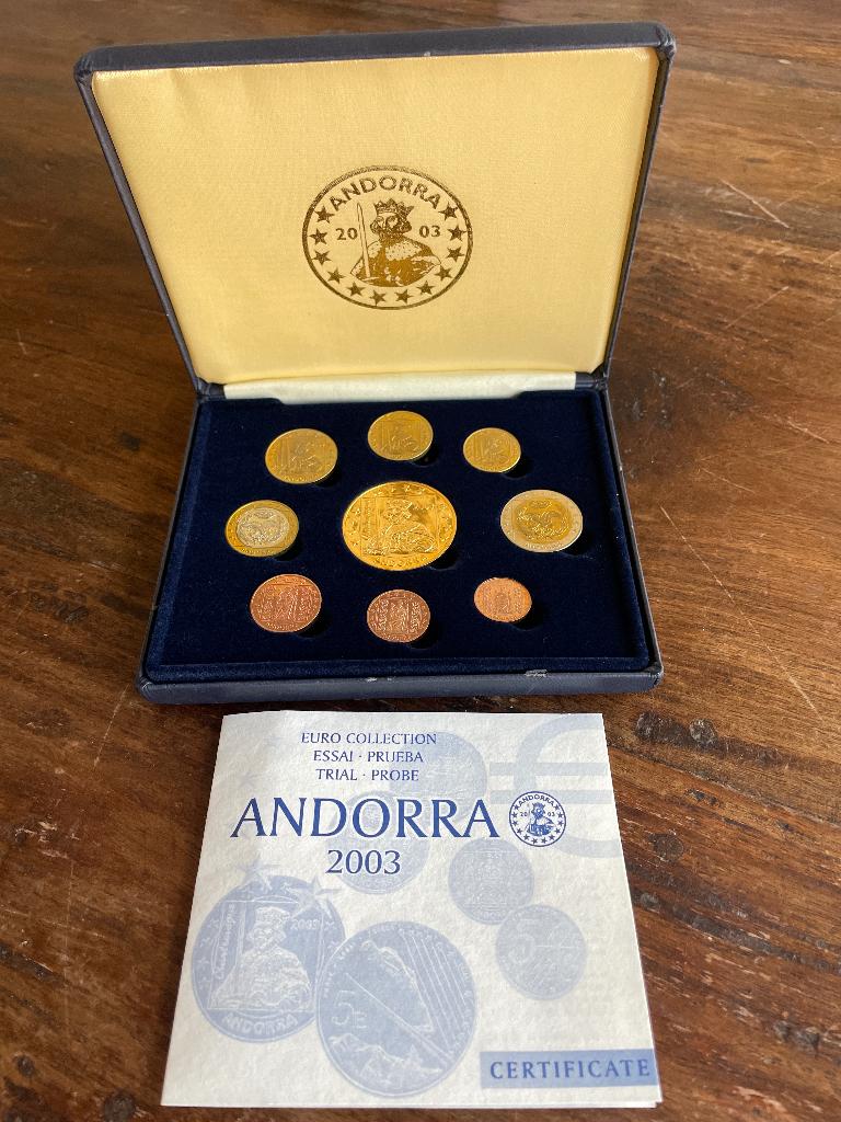 Muntset, Andorra Euro Collection 2003, Postzegels en Munten, Munten | Europa | Euromunten, Setje, Overige landen, Goud, Overige waardes
