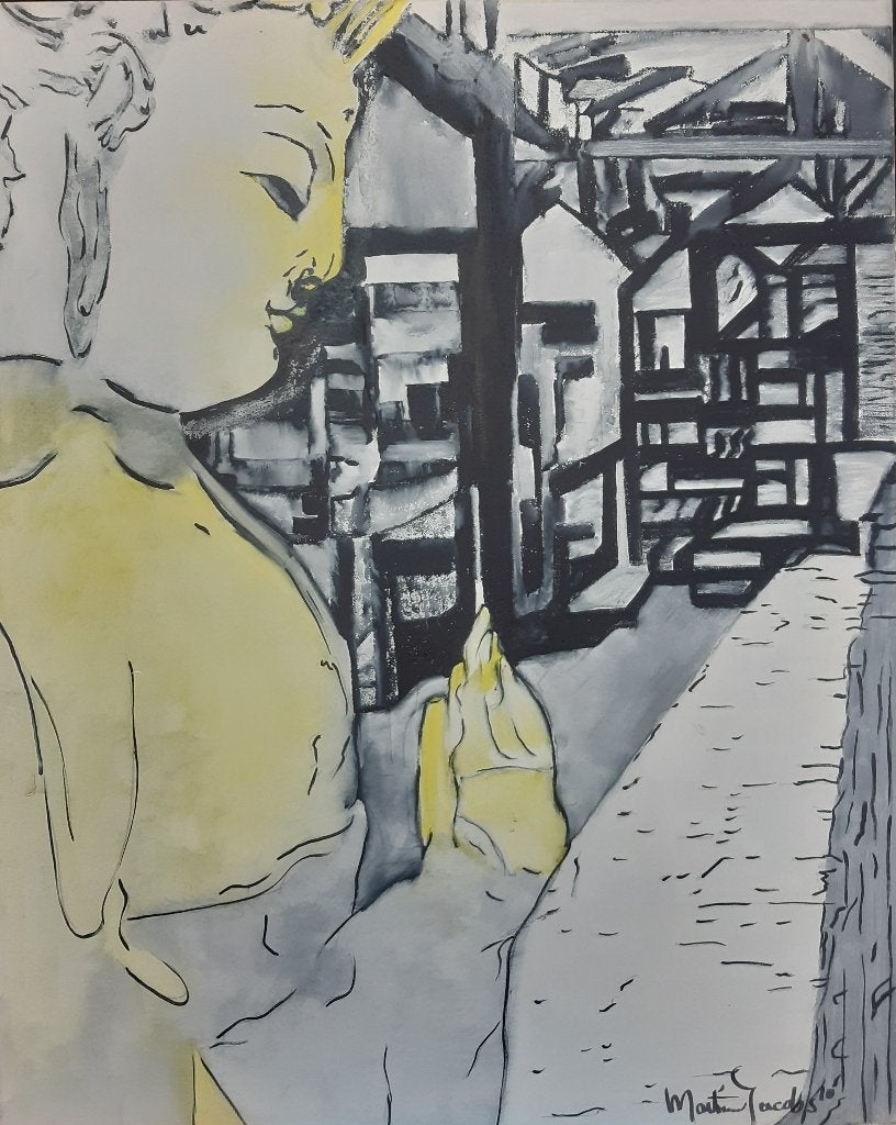 Martine Jacobs - Buddha, Antiek en Kunst, Ophalen, Pastel, Gesigneerd, Portret