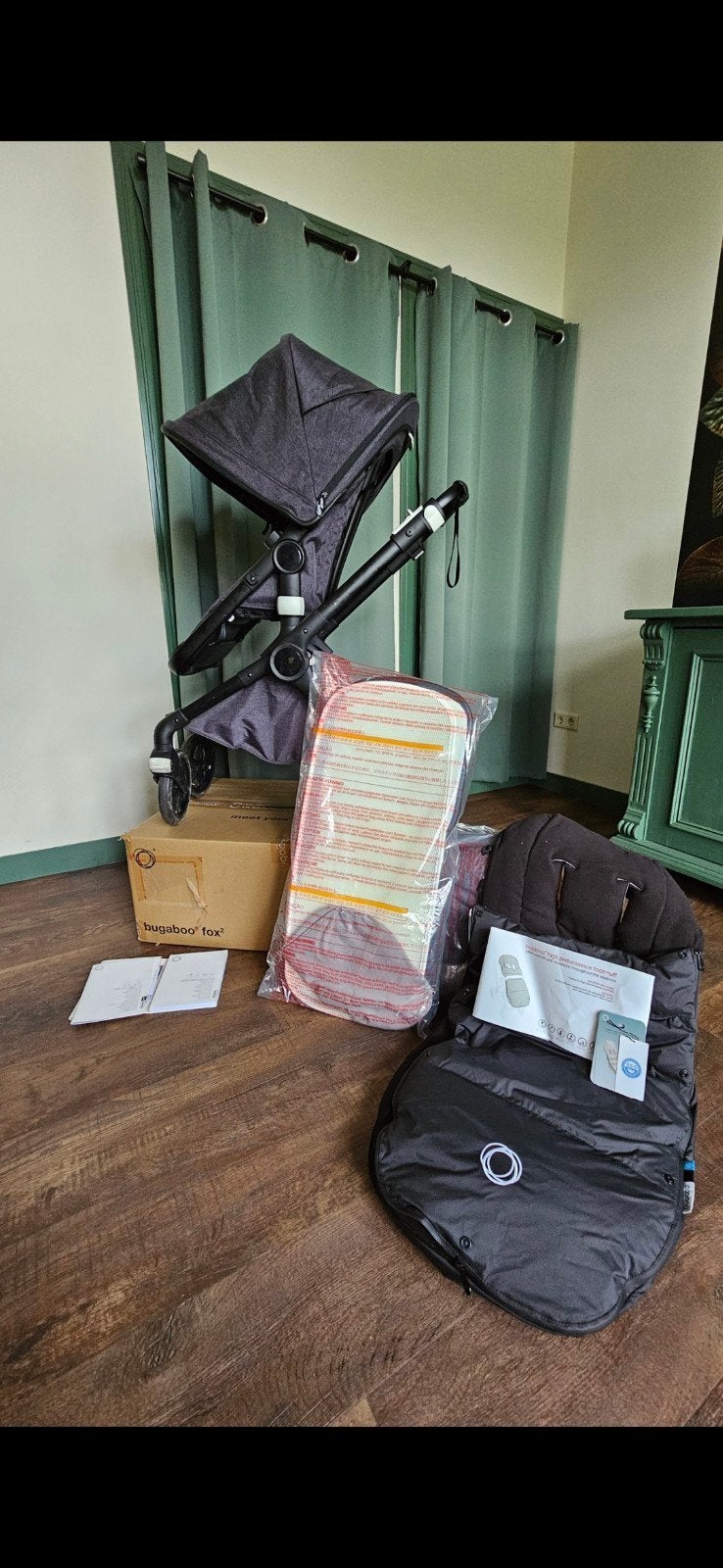 Bugaboo Fox 2 in Jeans-Zwart met accesoires, Bugaboo, Ophalen, Kinderwagen, Gebruikt