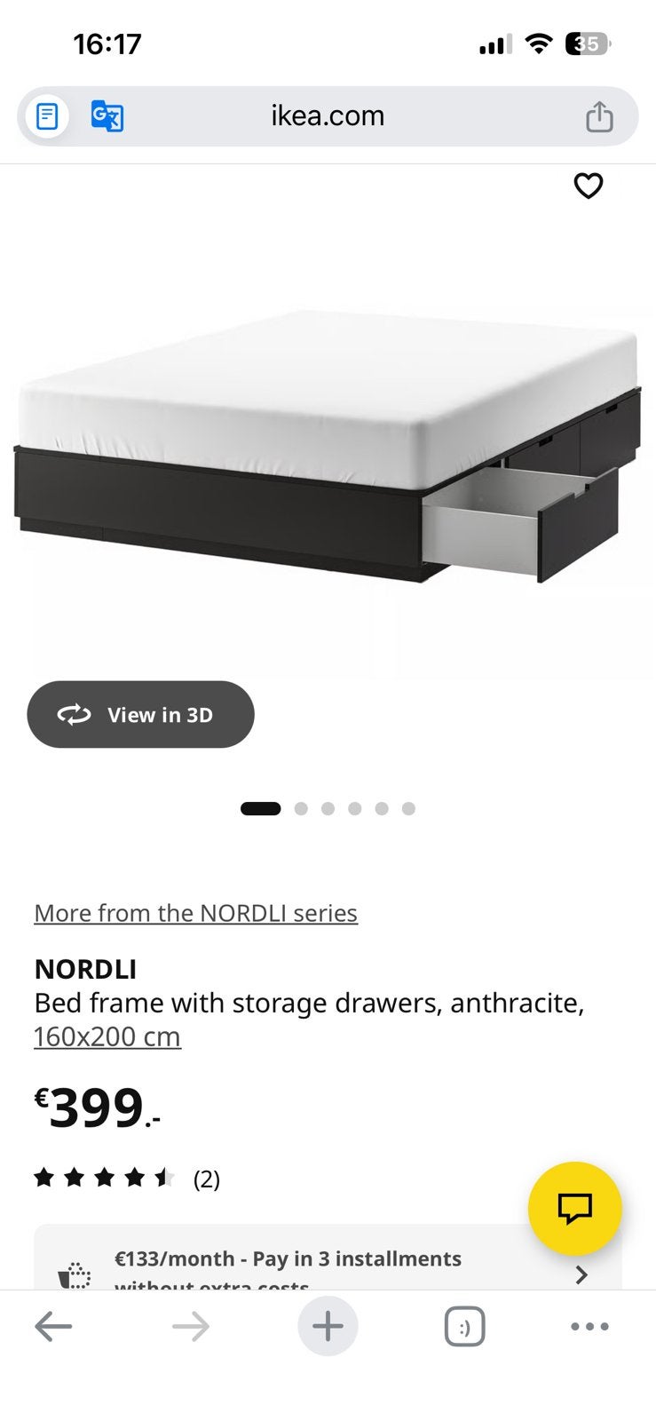 Nordli IKEA bed 160x200, Huis en Inrichting, Slaapkamer | Bedden, Ophalen, Wit, Tweepersoons, 160 cm