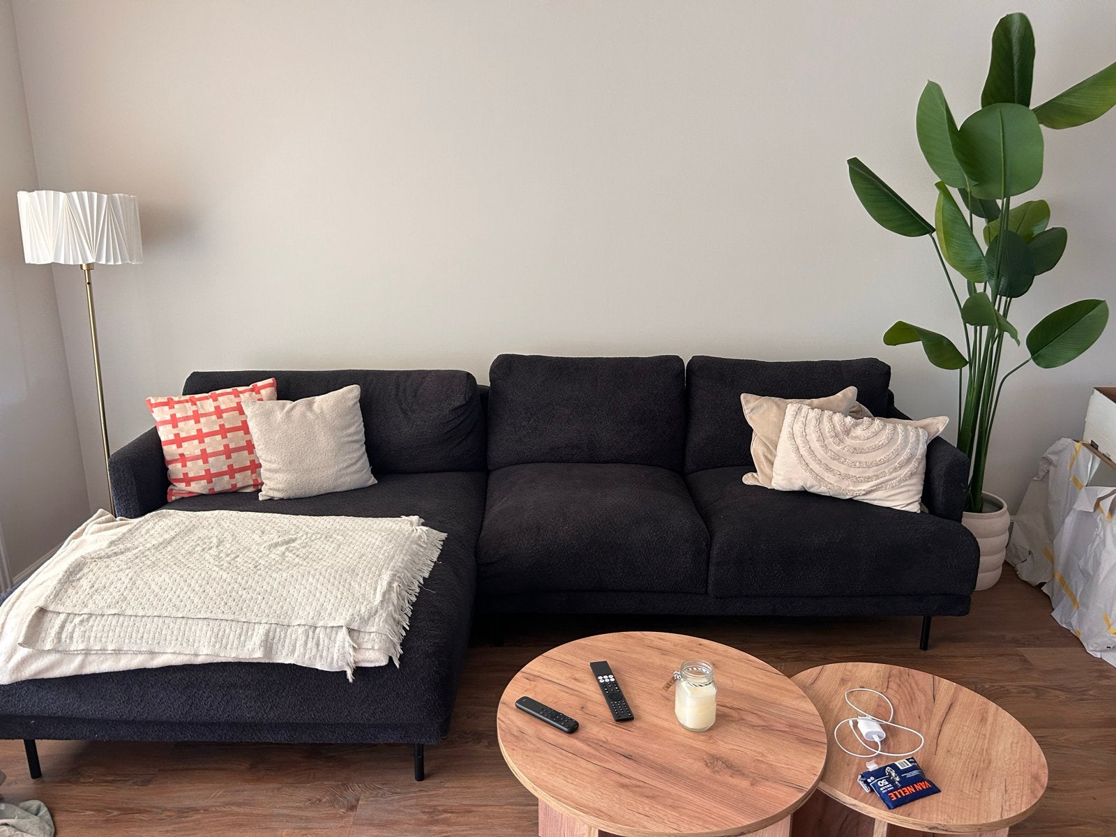 MAG GRATIS WEG!Zwarte Teddy Hoekbank - Comfortabel en Modern, Huis en Inrichting, Banken | Bankstellen, Ophalen, 250 tot 300 cm