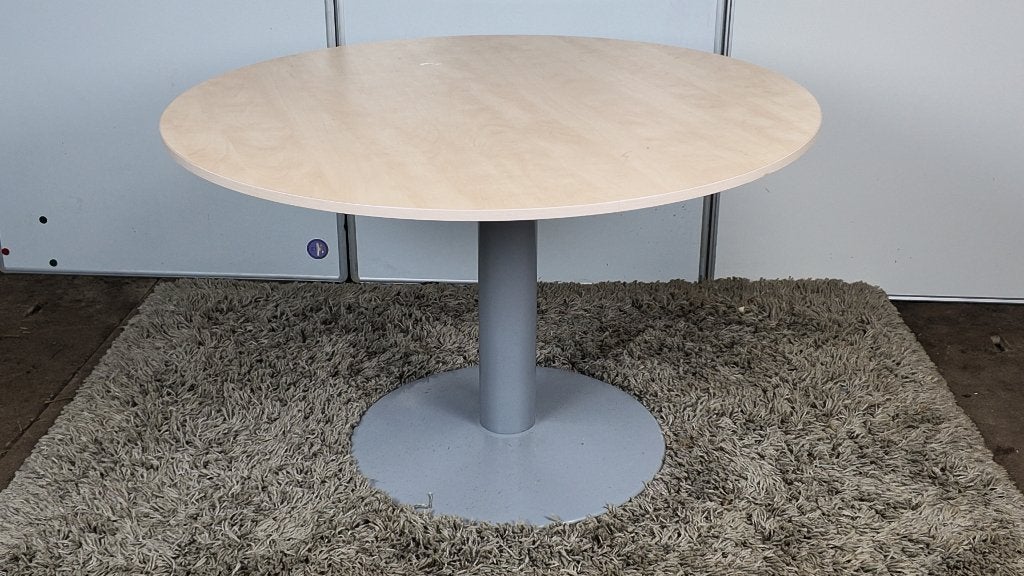 Ronde vergadertafel Ø 120 cm met zware kolompoot, Gebruikt, Rond, Ophalen of Verzenden, A