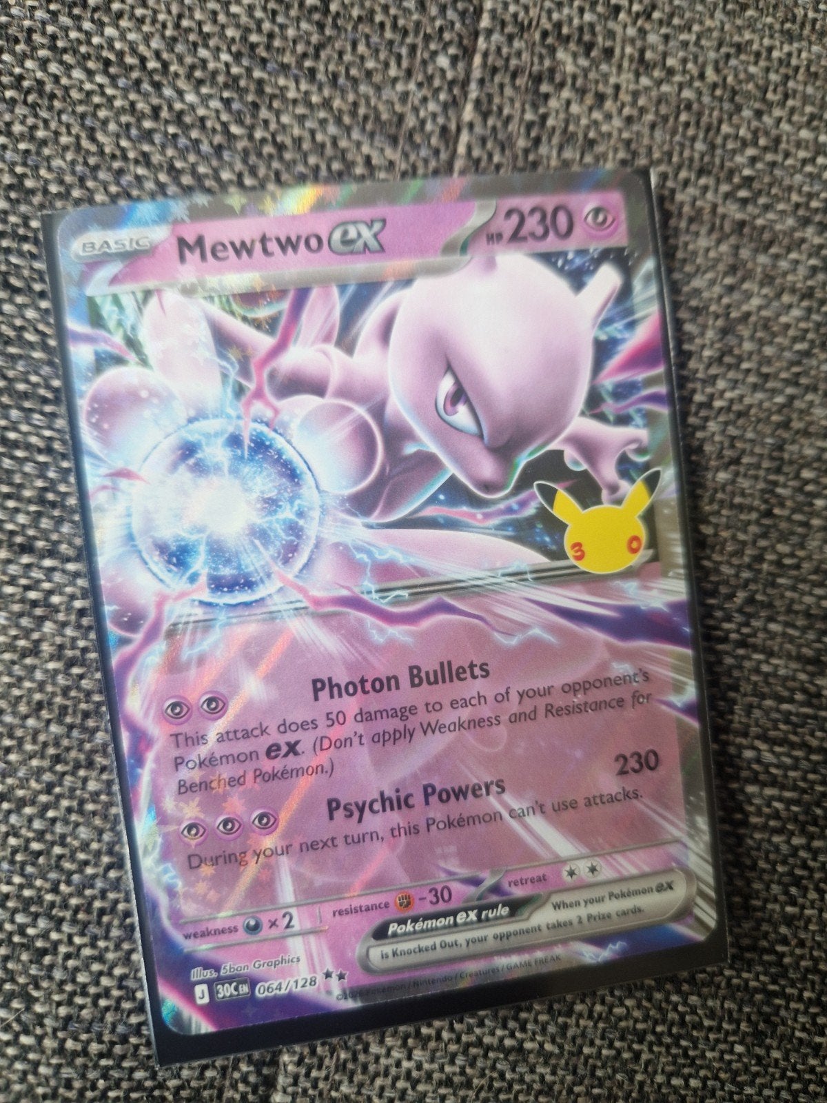 Mewtwo EX Pokémon Kaart - Celebrations 064/128, Hobby en Vrije tijd, Ophalen of Verzenden, Zo goed als nieuw, Losse kaart, Foil