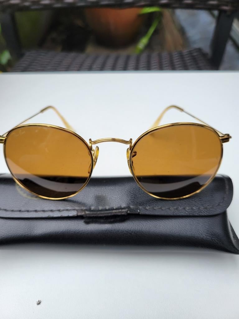 RayBan Classic Round Metall . B&L USA, Sieraden, Tassen en Uiterlijk, Zonnebrillen en Brillen | Heren, Zonnebril, Bruin, Ophalen of Verzenden