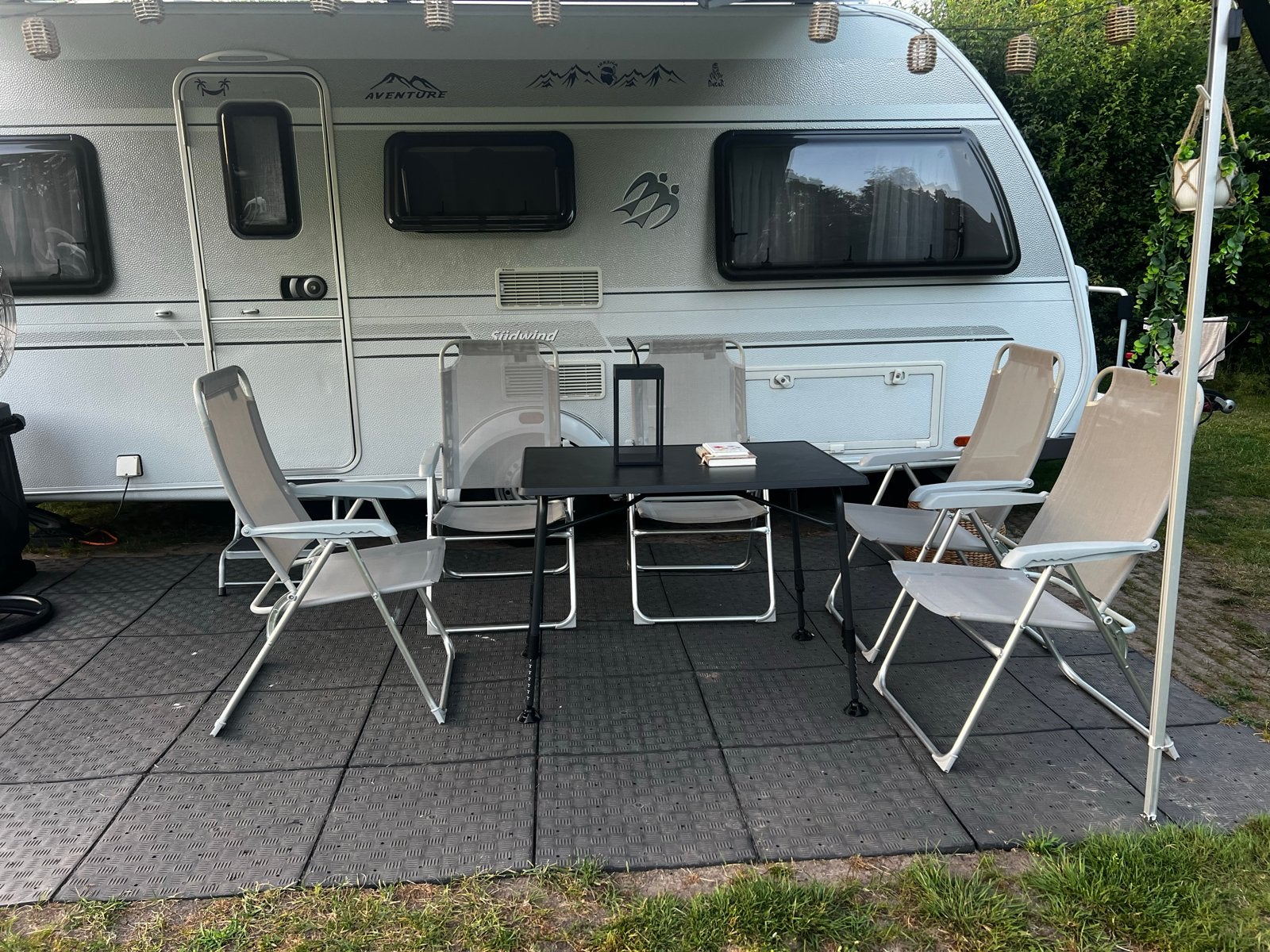 5 Vrijbuiter campingstoelen - lichtgrijs, 5 standen, Caravans en Kamperen, Ophalen, Zo goed als nieuw, Campingstoel