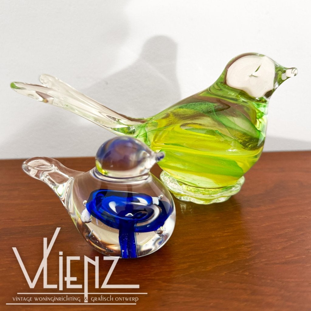 2 vintage glazen vogels presse papier, paper weight, Ophalen of Verzenden