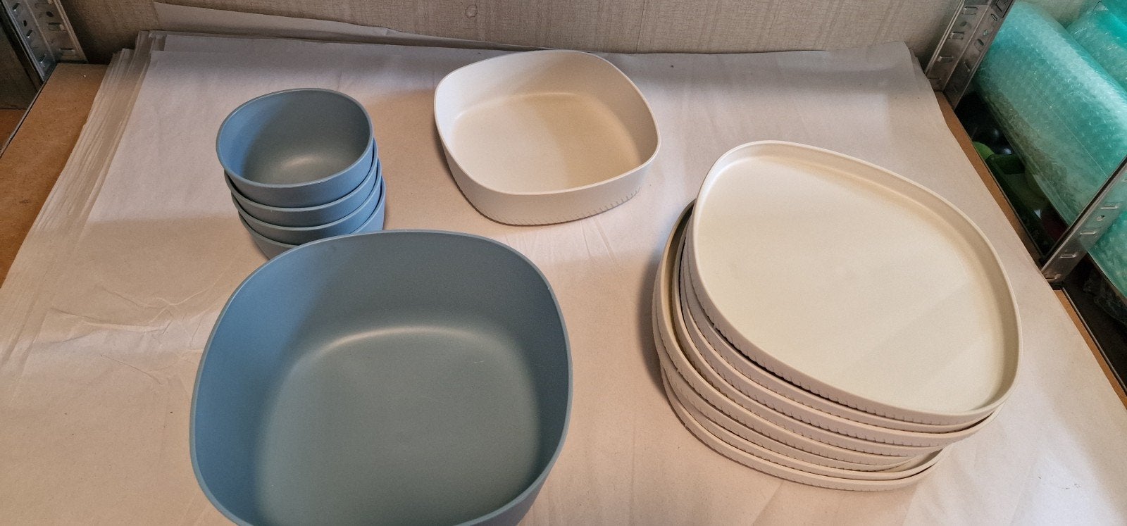 ah moods buitenservies buiten servies borden kommen schaal, Ophalen of Verzenden, Gebruikt, Kunststof, Bord(en)