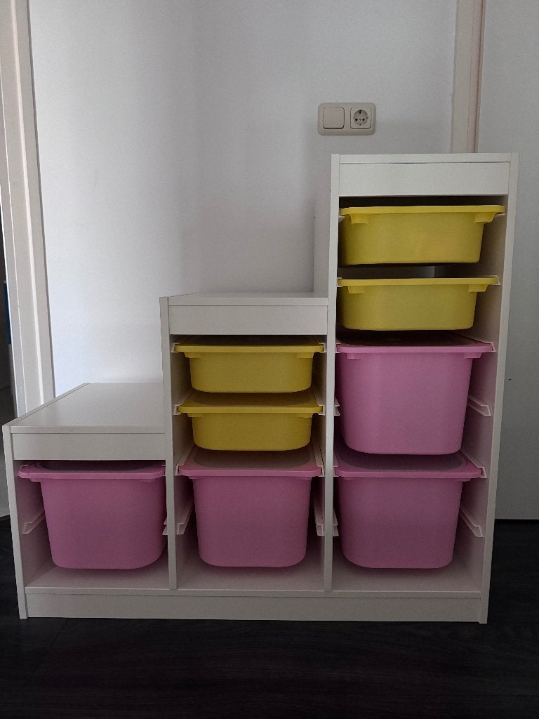 Ikea Trofast kast, trappenvorm, met opbergbakken, Ophalen, Gebruikt, Wit, Opbergmeubel