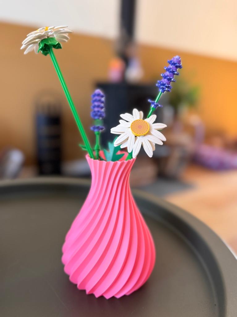 Kleine 3D-geprinte vaas - roze design - waterdicht, Ophalen of Verzenden