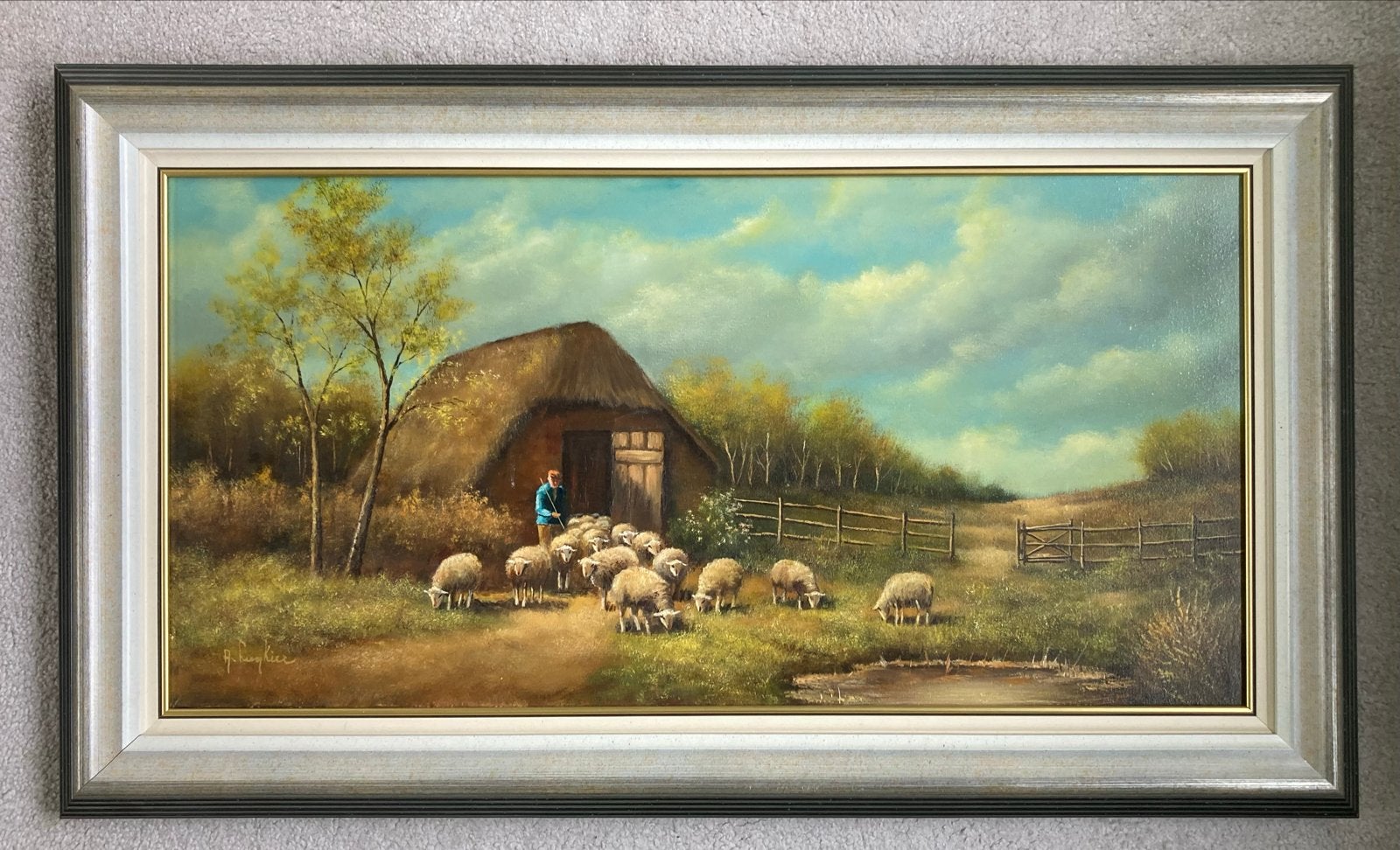 Prachtig Landschapsschilderij A. Luykier (80x40 cm), Ophalen, Doek, Realistisch, Gesigneerd
