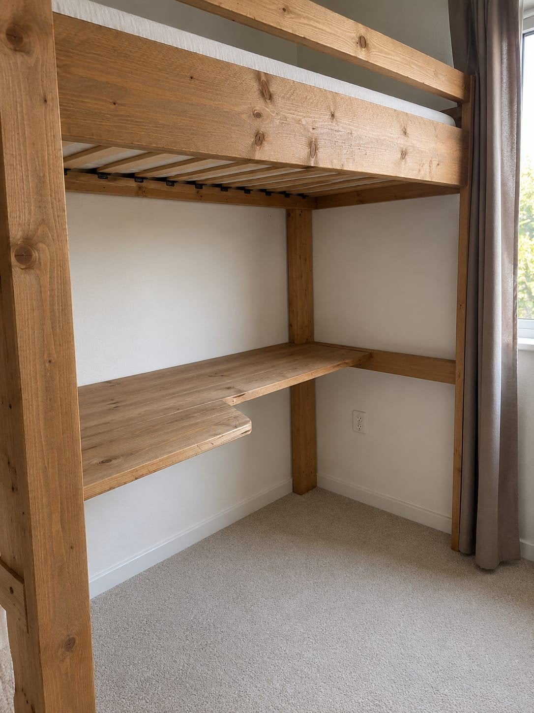 Houten hoogslaper met bureau. Zo goed als nieuw, Ophalen, Eenpersoons, Zo goed als nieuw, 200 cm