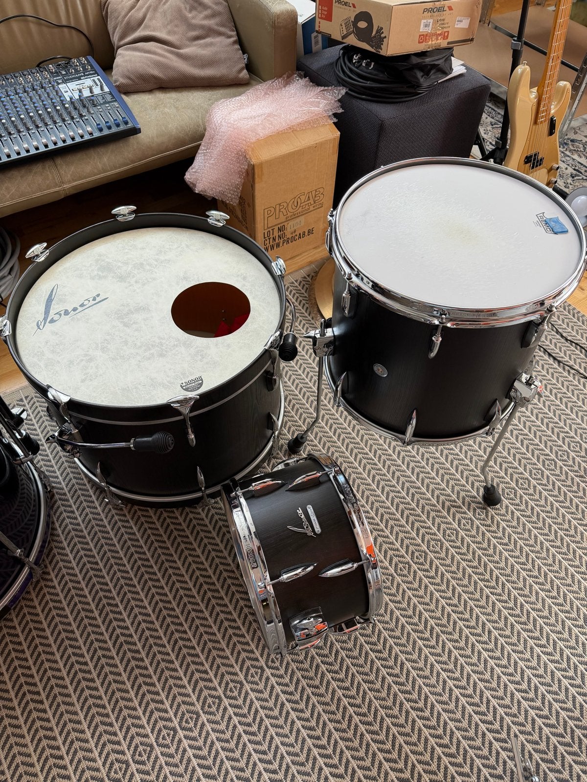 Sonor Vintage Series Onyx Black Drumstel (13-16-22"), Ophalen, Gebruikt, Sonor
