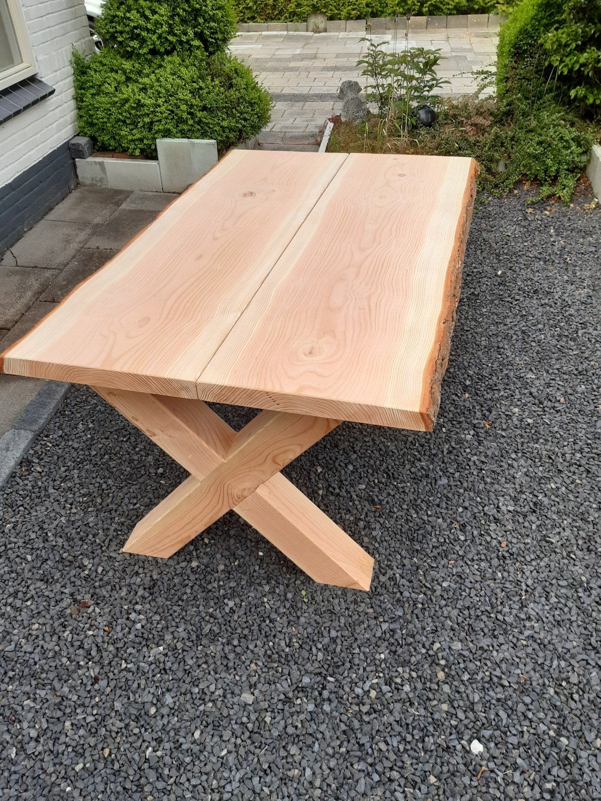 tuintafel boomstamtafel picknicktafel van douglas hout, Ophalen, Nieuw, Rechthoekig, Hout