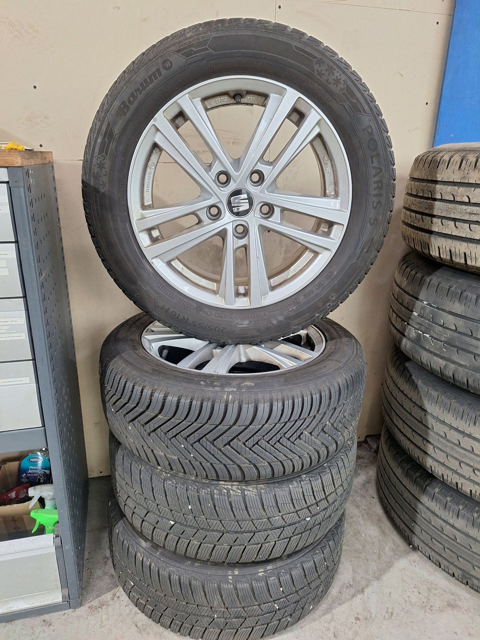 Seat Leon Winterset 16 Inch, Auto-onderdelen, Banden en Velgen, Ophalen, Gebruikt, -, Banden en Velgen