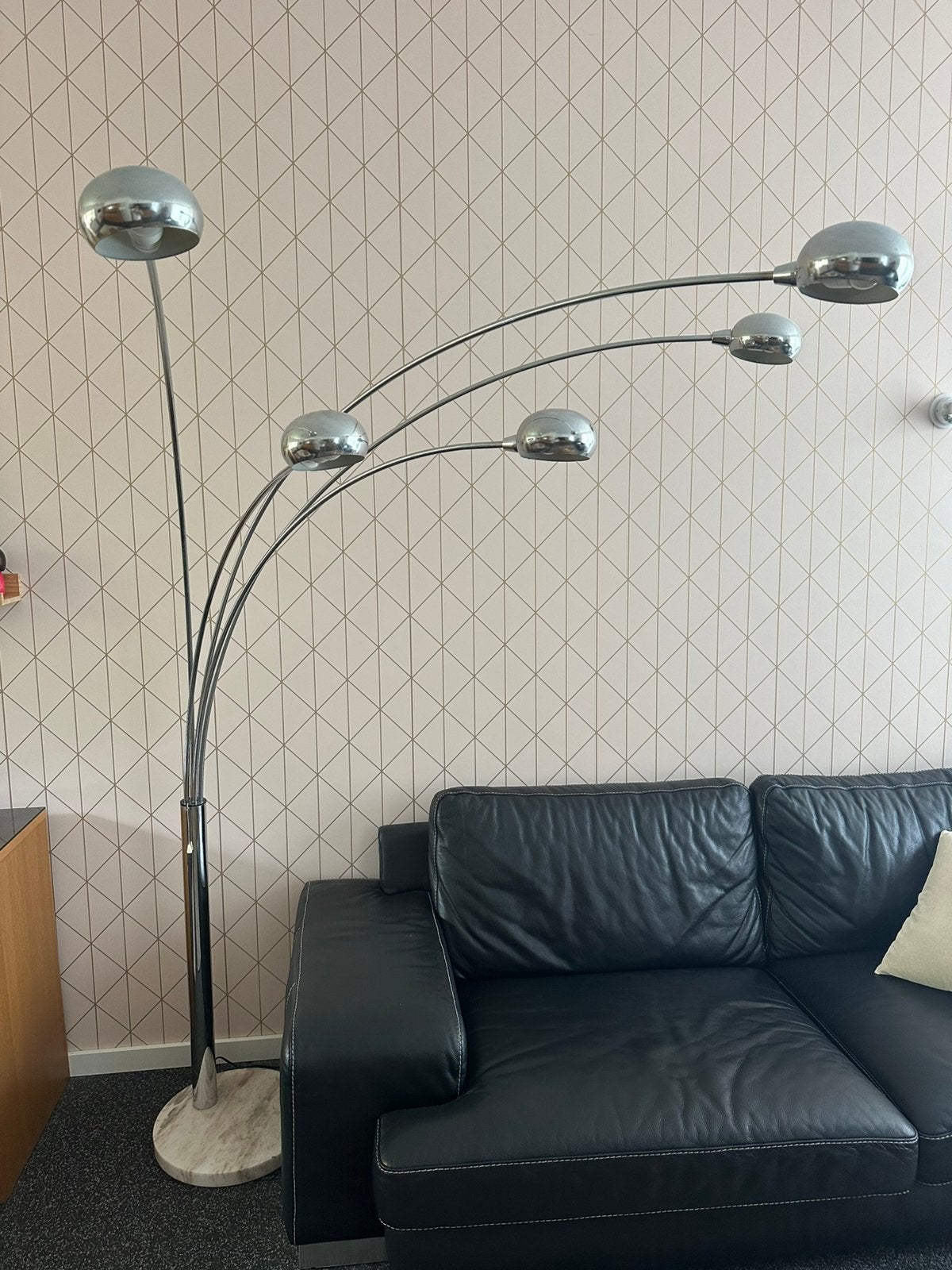 Vintage vloerlamp Ateljé Lyktan 170-5, chroom & marmer, Huis en Inrichting, Lampen | Vloerlampen, Ophalen, Gebruikt, 200 cm of meer