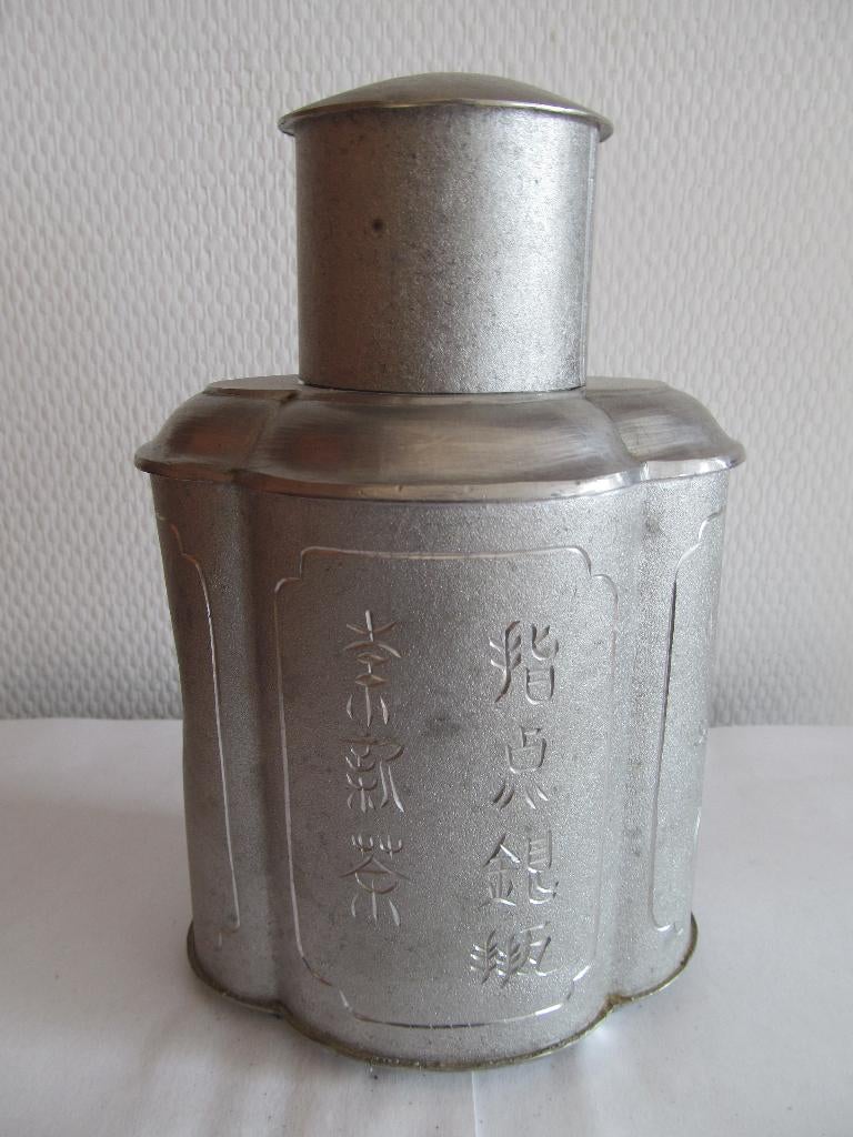 Antieke tinnen Chinese tea caddy, Antiek en Kunst, Ophalen