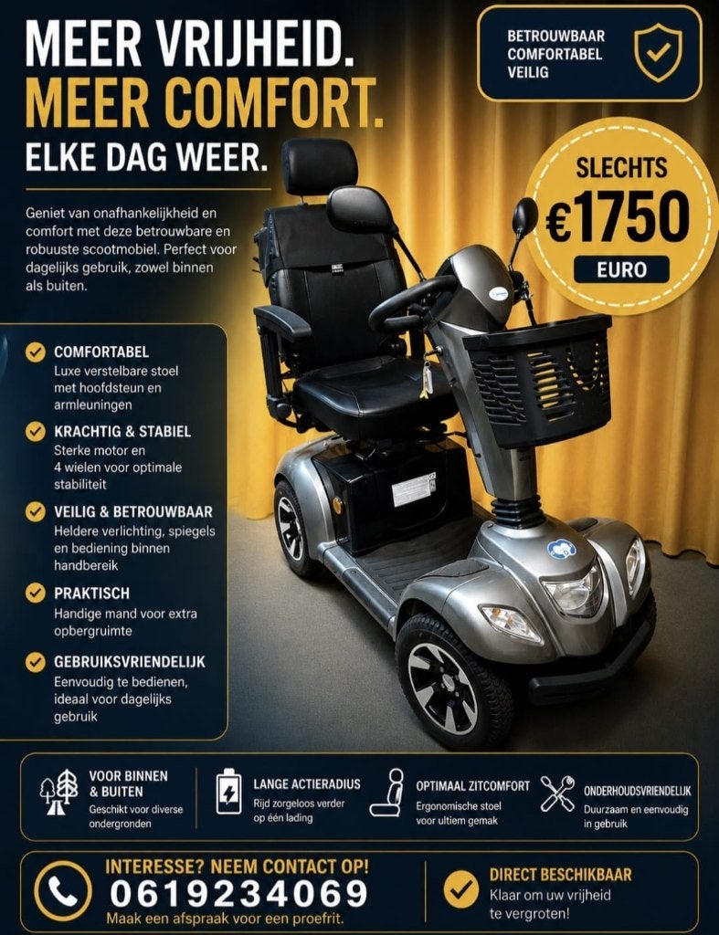 Scootmobiel grijs 2022 Carpo 2 Vermeiren, Ophalen, Zo goed als nieuw, 16 km/u of meer, 46 km of meer