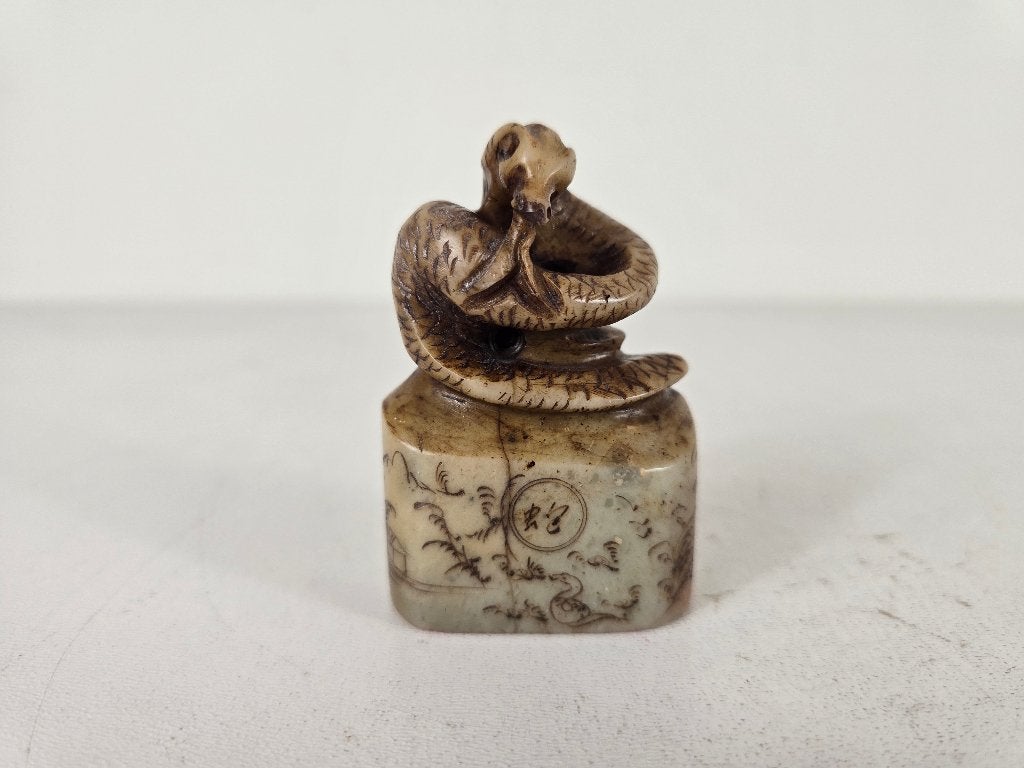 Chop slang, Shoushan speksteen, China, midden 20e eeuw, Ophalen of Verzenden