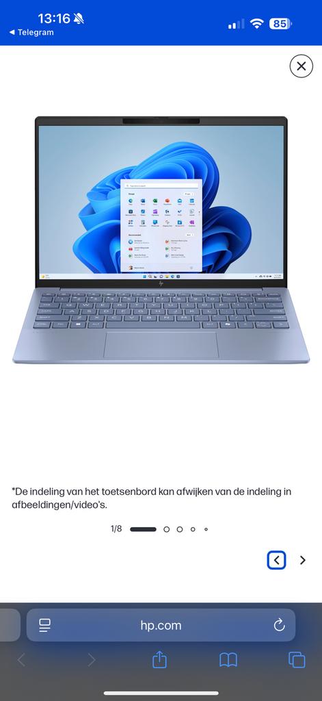 HP Aero 13 16GB 512GB SSD Laptop Nieuw, Ophalen, HP, 13 inch, Nieuw