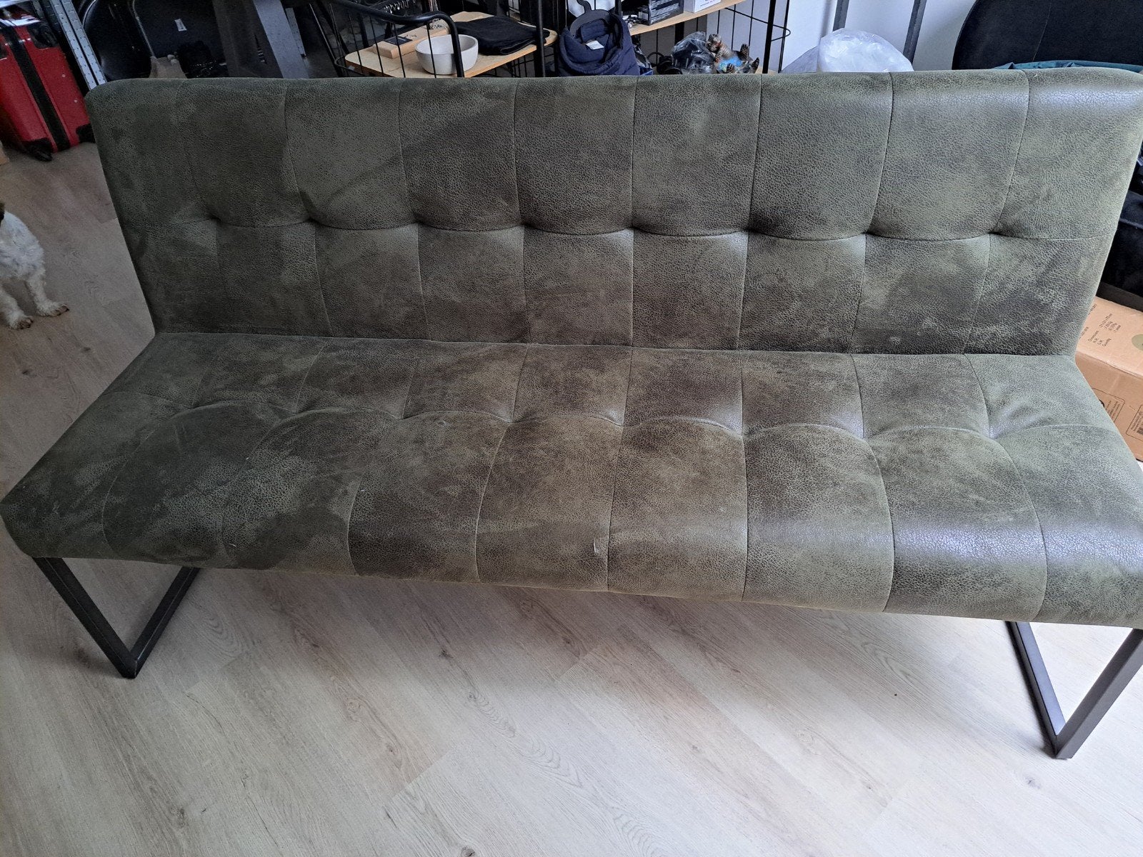 Groen eetbankje, Huis en Inrichting, Banken | Sofa's en Chaises Longues, Ophalen, Minder dan 75 cm, 150 tot 200 cm, Driepersoons