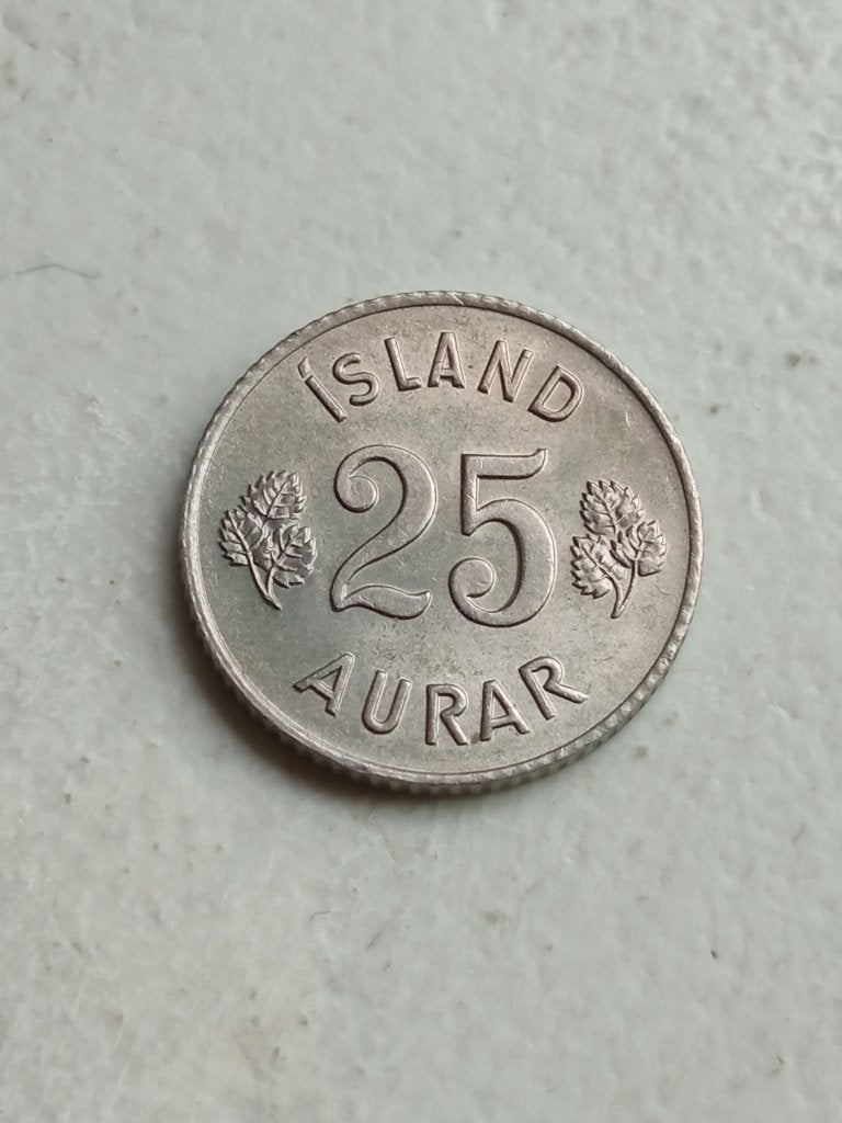 IJsland 25 aurar 1961., Postzegels en Munten, Munten | Europa | Niet-Euromunten, Ophalen of Verzenden, Overige landen, Losse munt