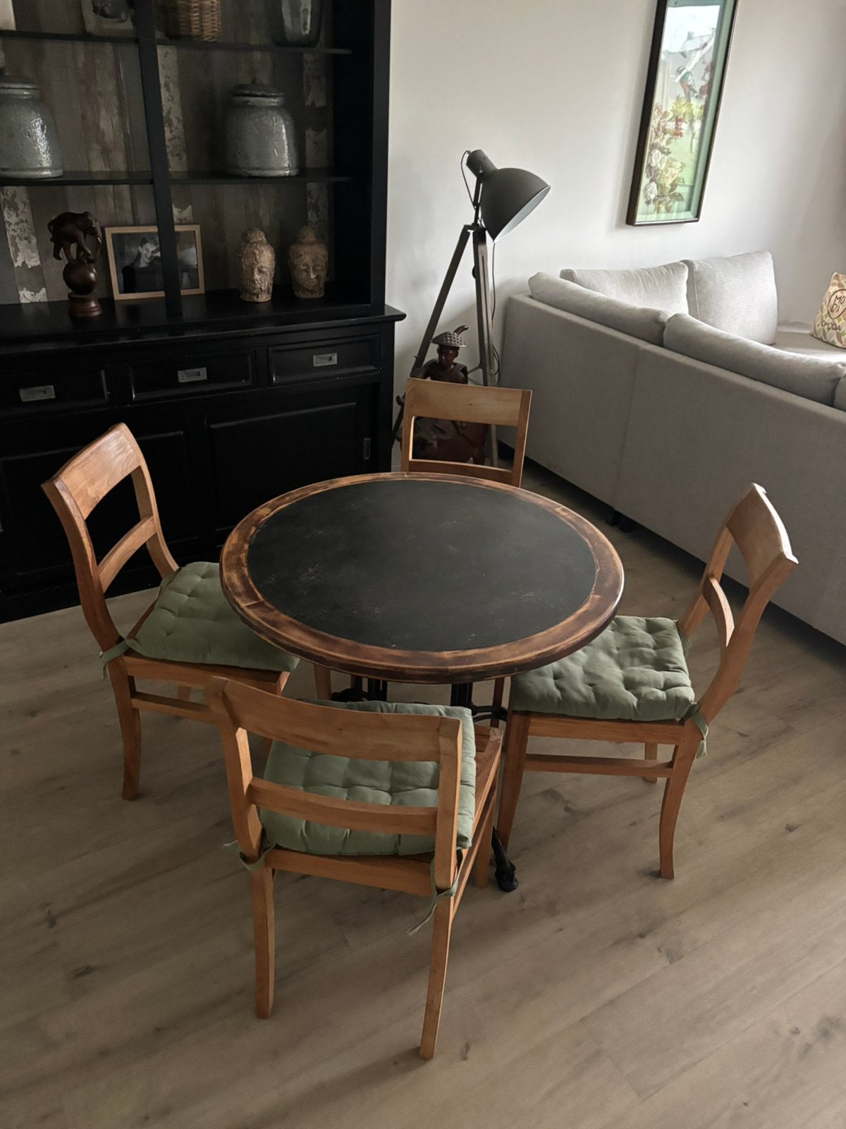 Oude bistro tafel met stoelen, Ophalen, Gebruikt, 100 tot 150 cm, 50 tot 100 cm