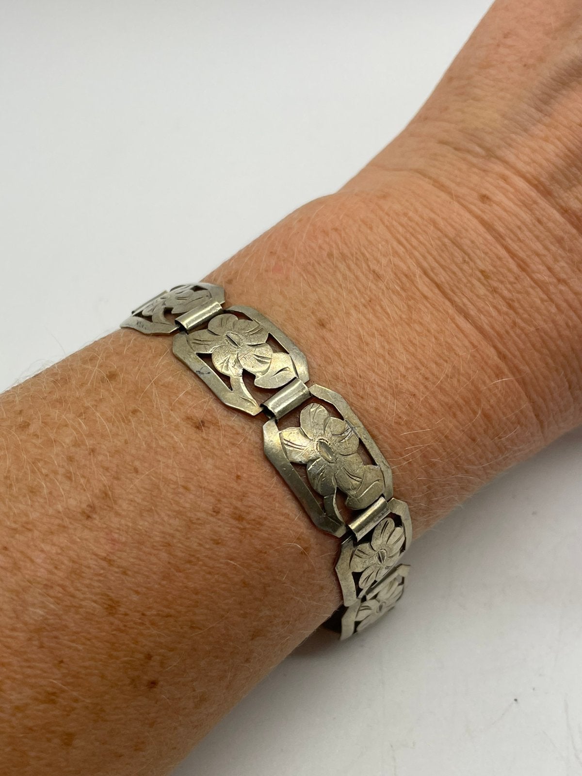 G507 Prachtige 835 zilveren paneel armband, Sieraden, Tassen en Uiterlijk, Ophalen of Verzenden, Zilver, Armband