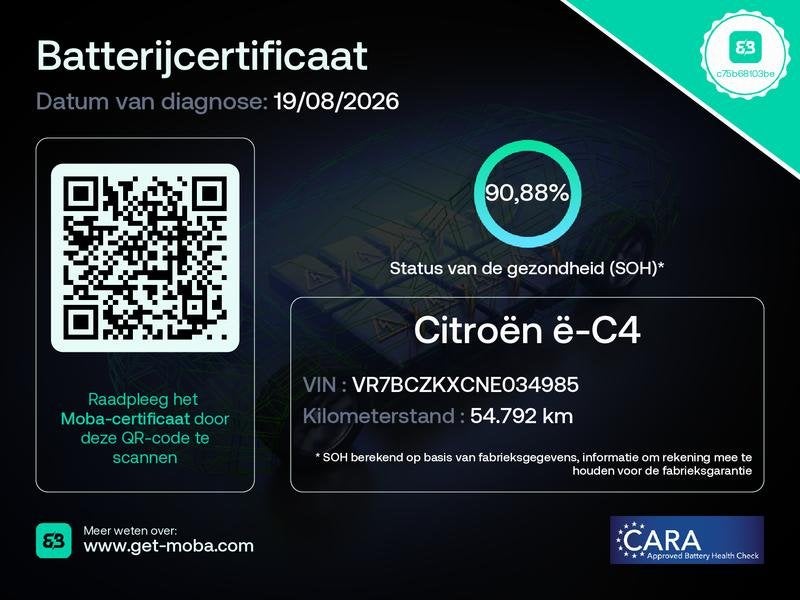 Citroen Ë-C4 Feel Pack 50 kWh Keyless Entry en Start, Parke, Auto's, 12 maanden, 136 pk, Gebruikt, 357 km